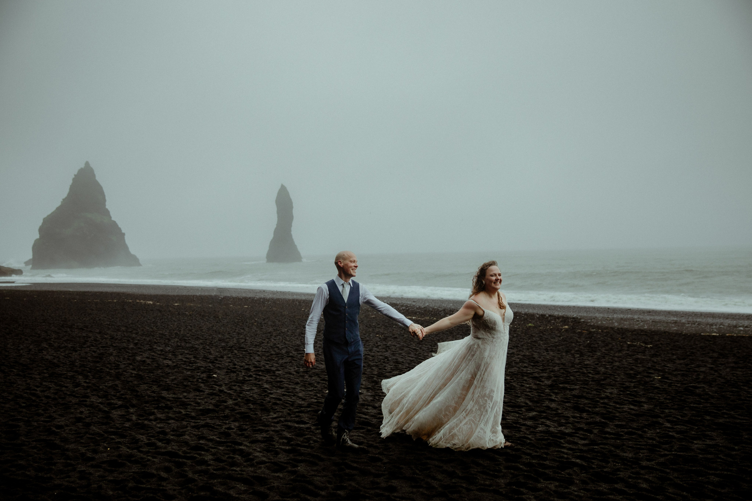 Iceland Elopement at Black Sand Beach. Iceland elopement photographer & videographer