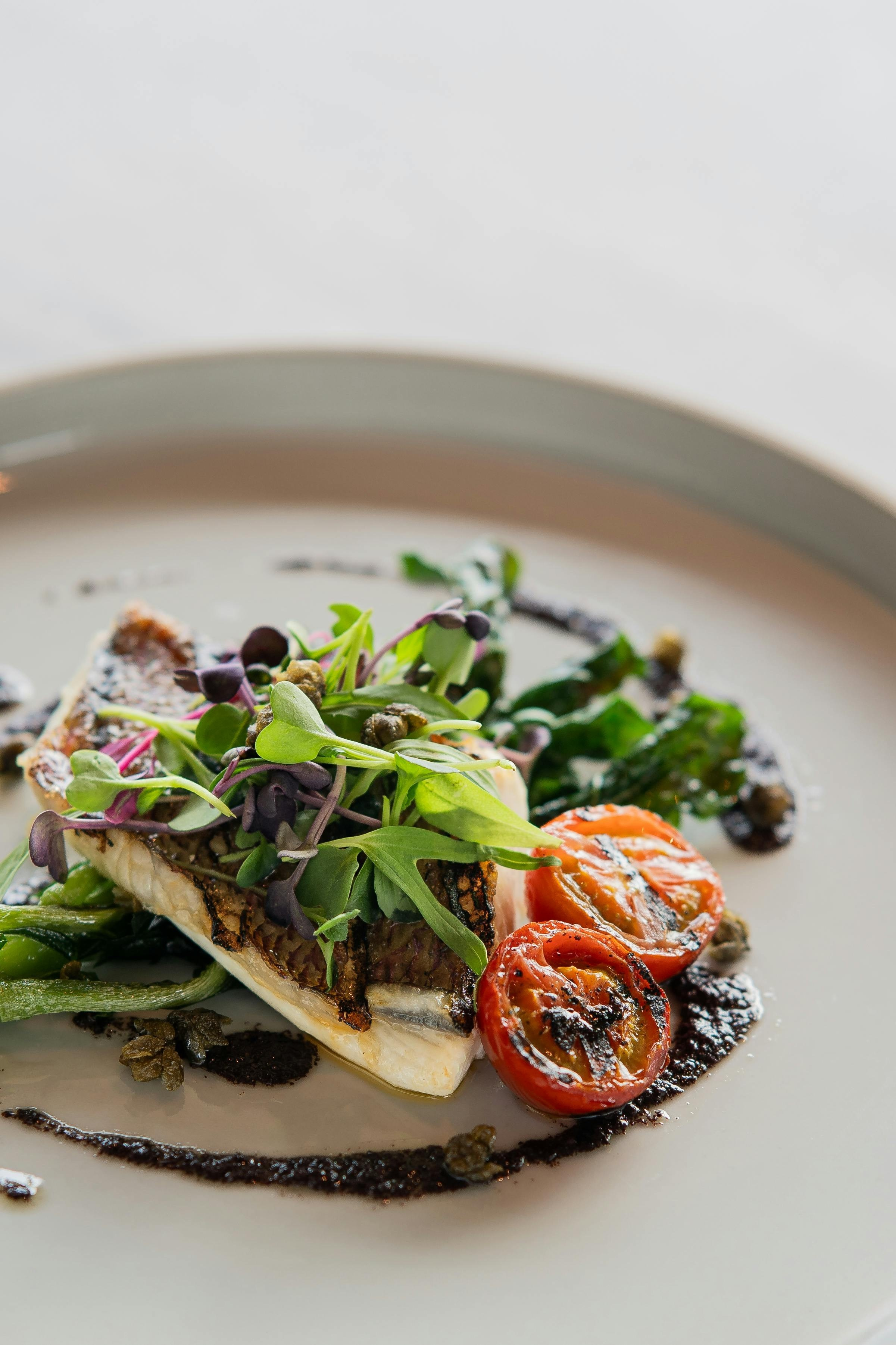 Editorial restaurant photography of gourmet seafood dish with elegant plating, captured by Jay Soundo