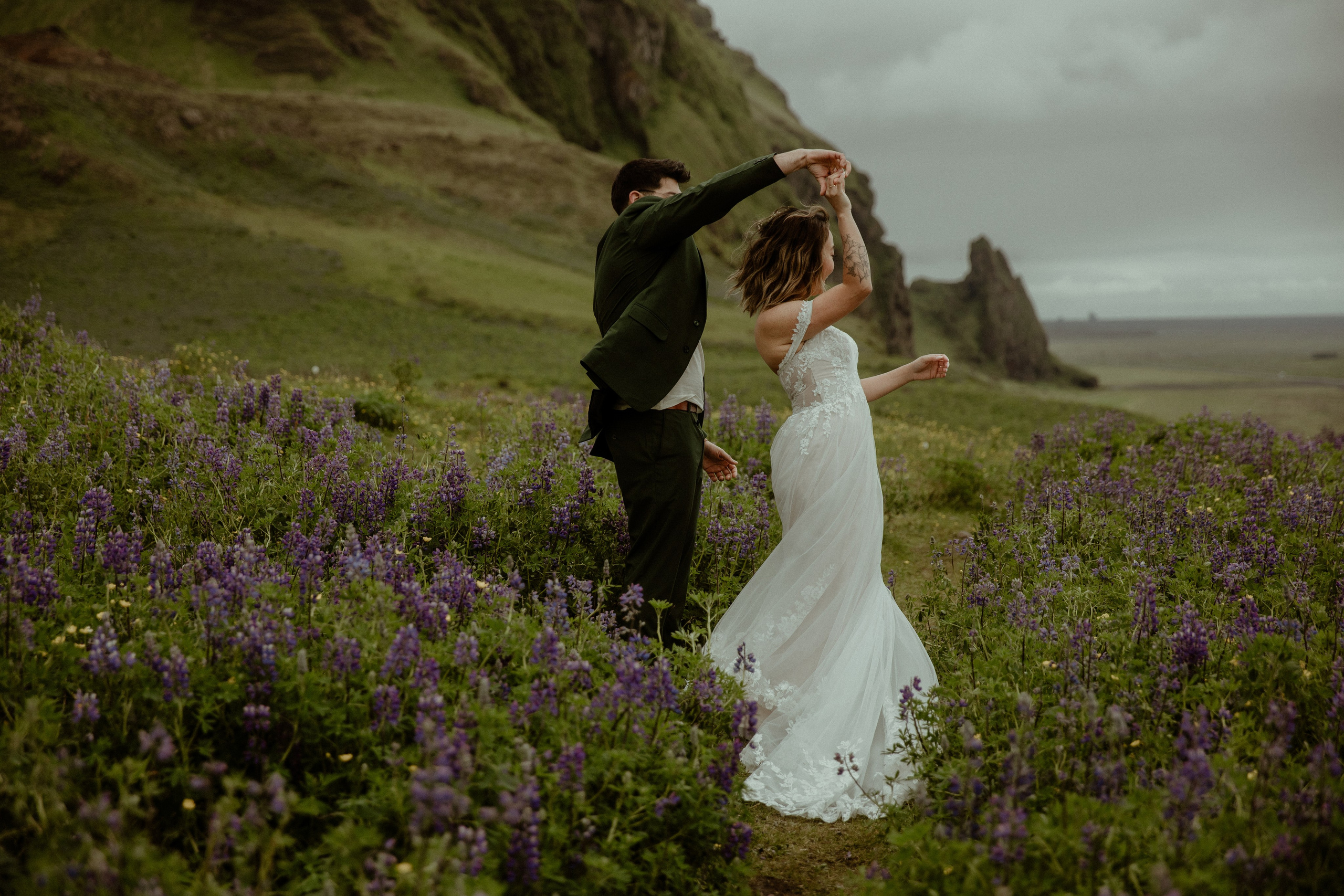 Elopement at Kvernufoss Waterfall. Iceland elopement photographer & videographer