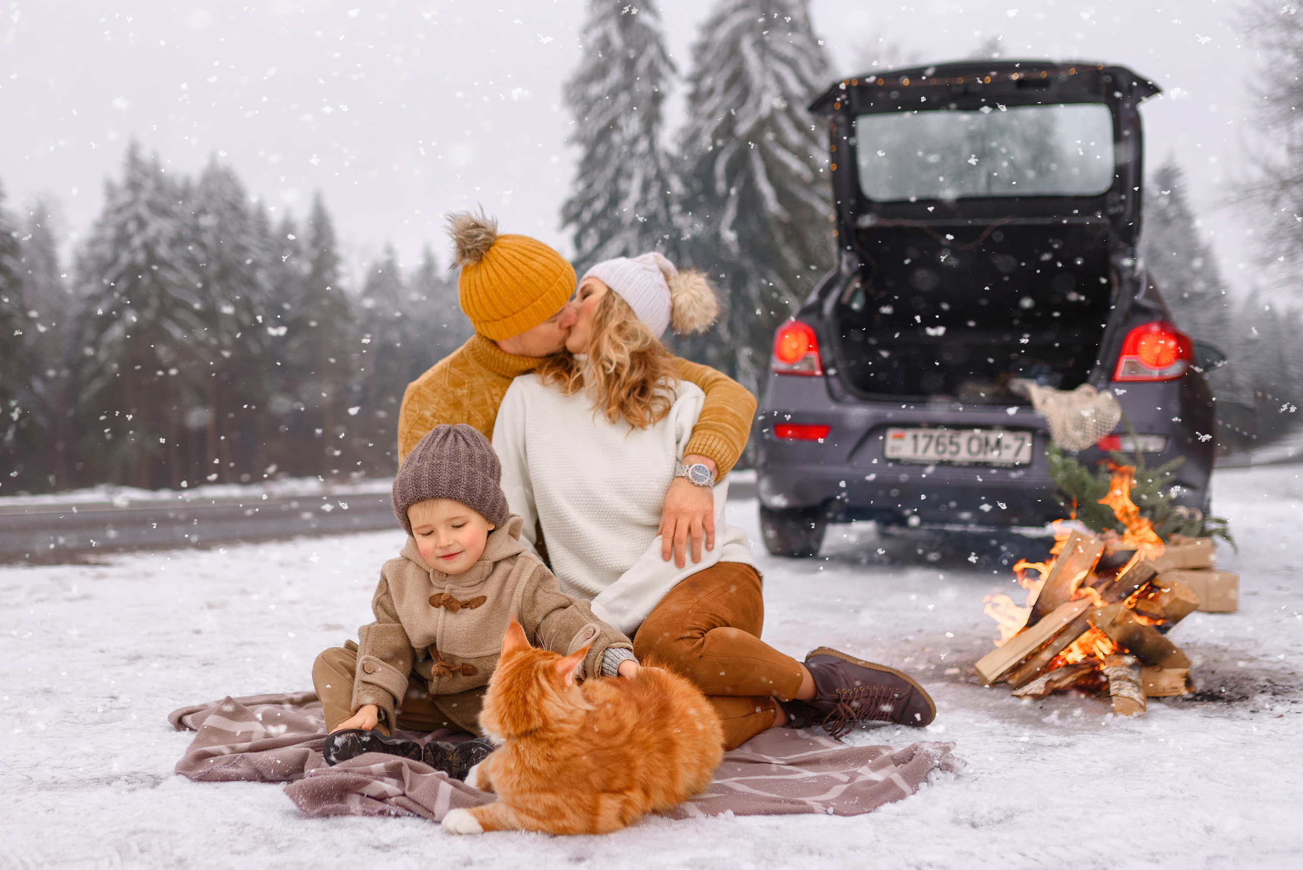 Зимняя семейная съёмка. Семейный фотограф и фотограф новорожденных в Вильнюсе Ирина Беленкевич