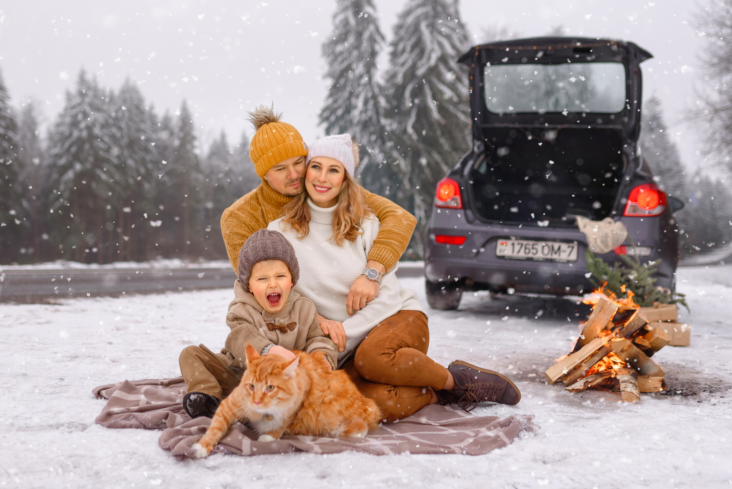 Зимняя семейная съёмка. Семейный фотограф и фотограф новорожденных в Вильнюсе Ирина Беленкевич