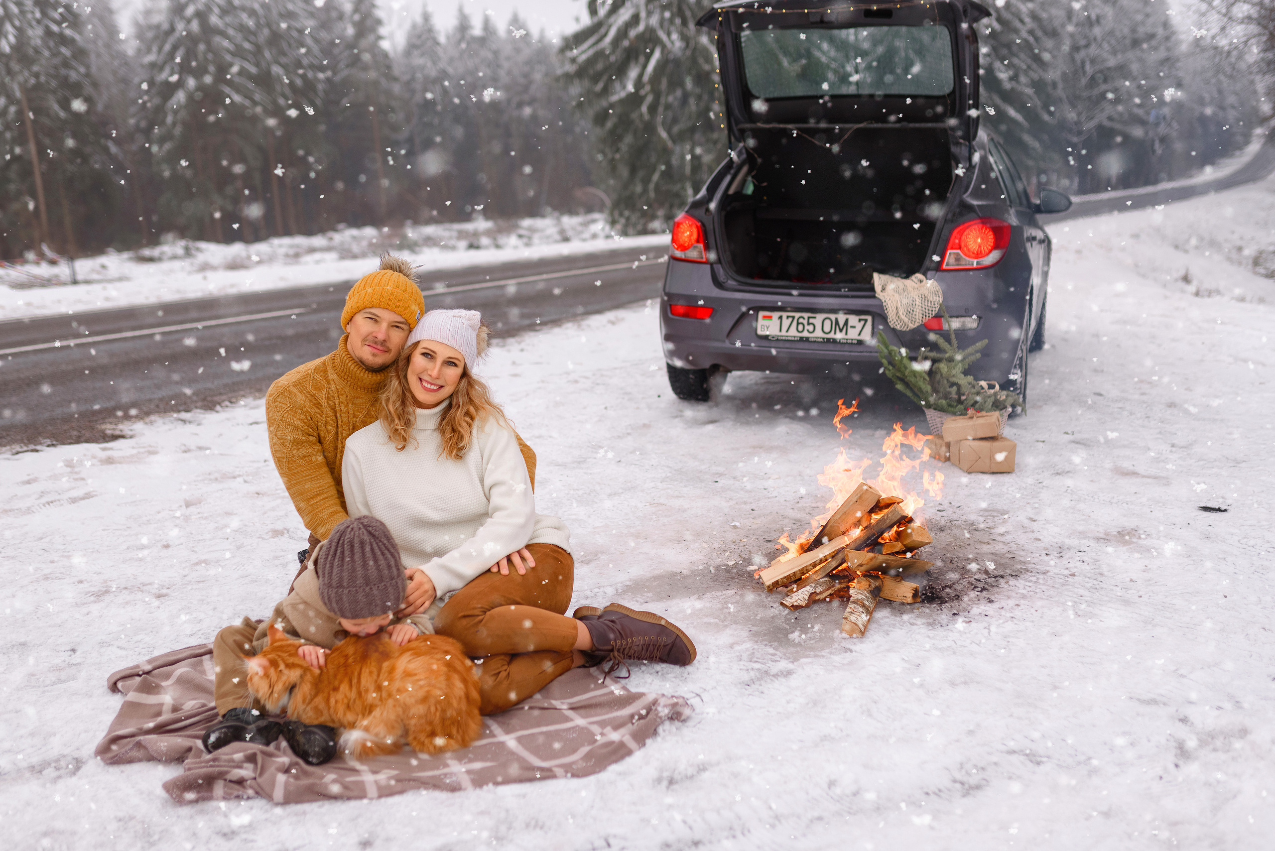 Зимняя семейная съёмка. Семейный фотограф и фотограф новорожденных в Вильнюсе Ирина Беленкевич