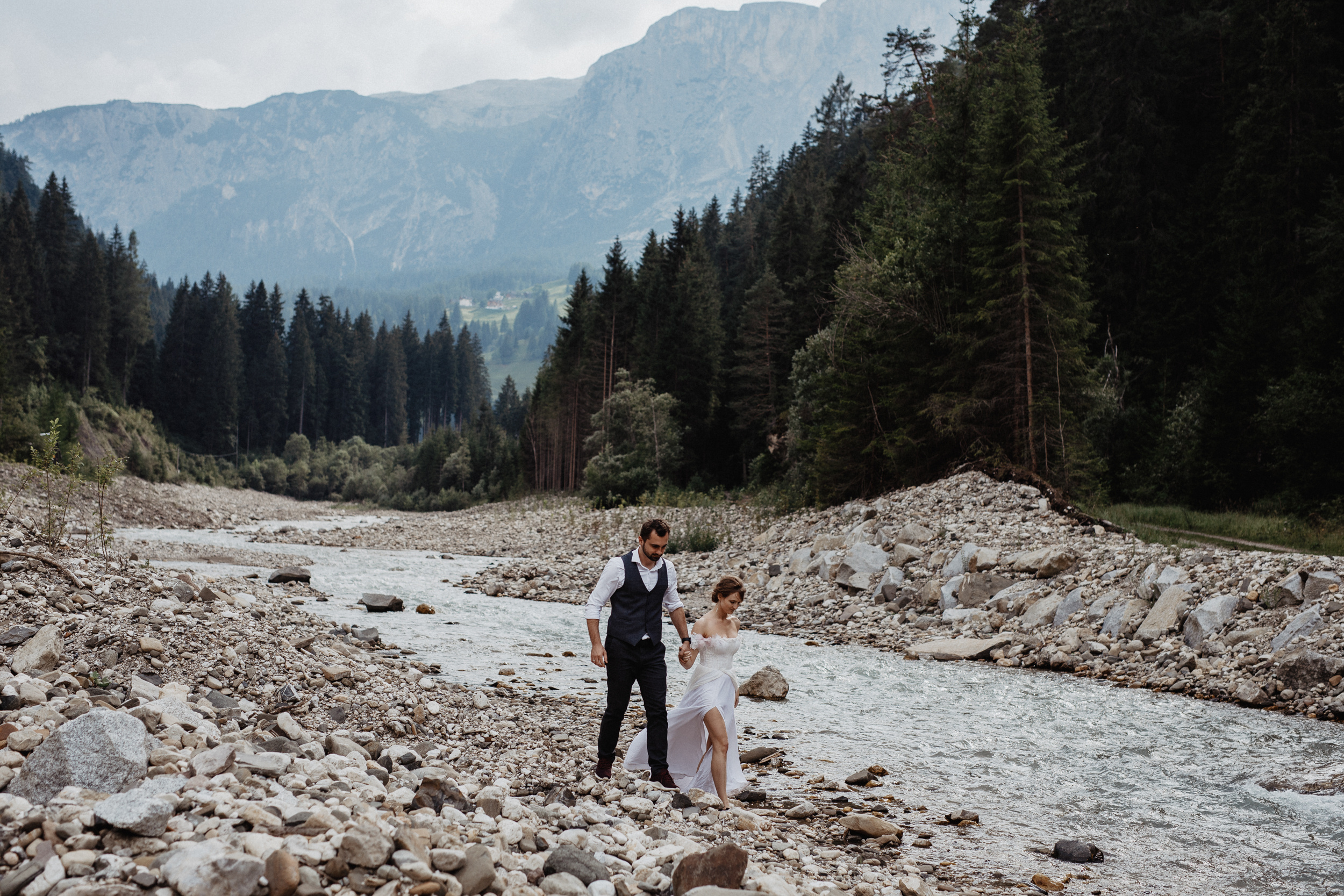 Elopement in Dolomites Lago di Brayes Italy. Iceland elopement photographer & videographer