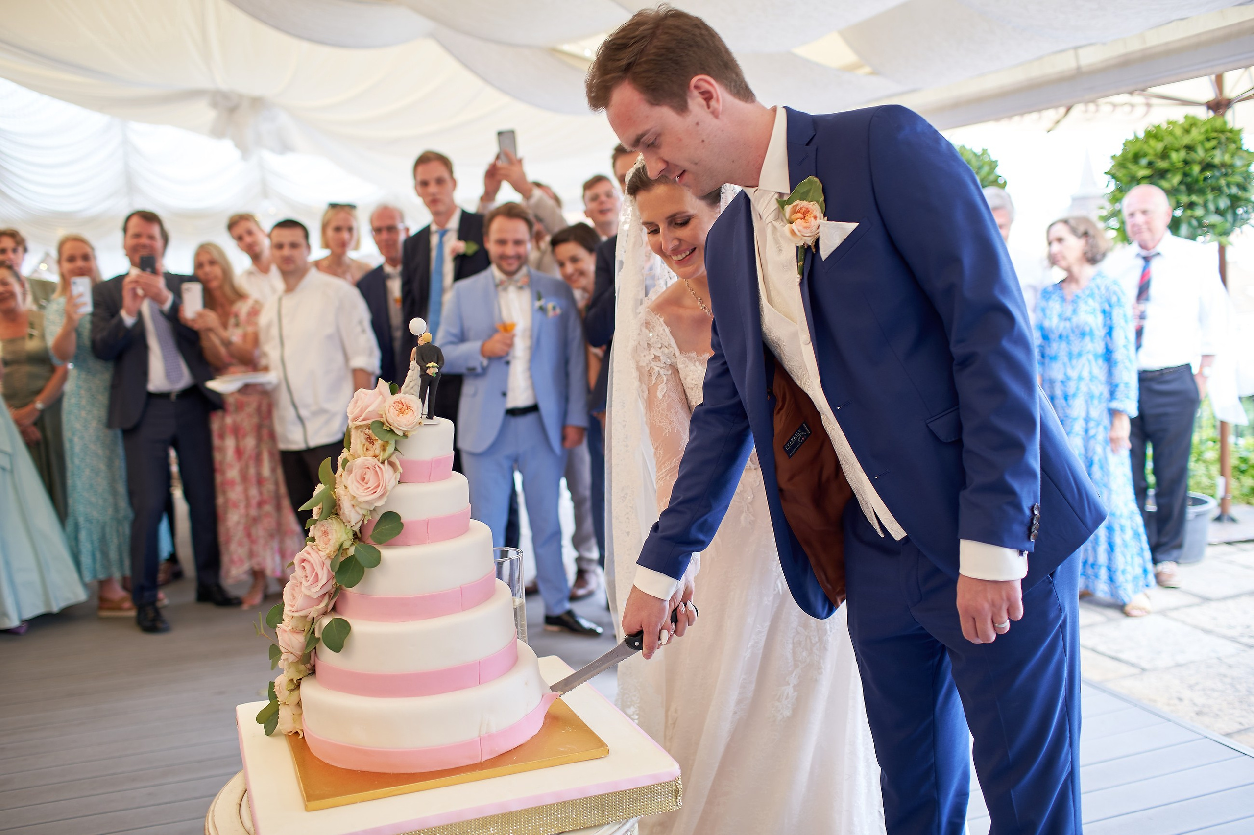 The cutting of the wedding cake