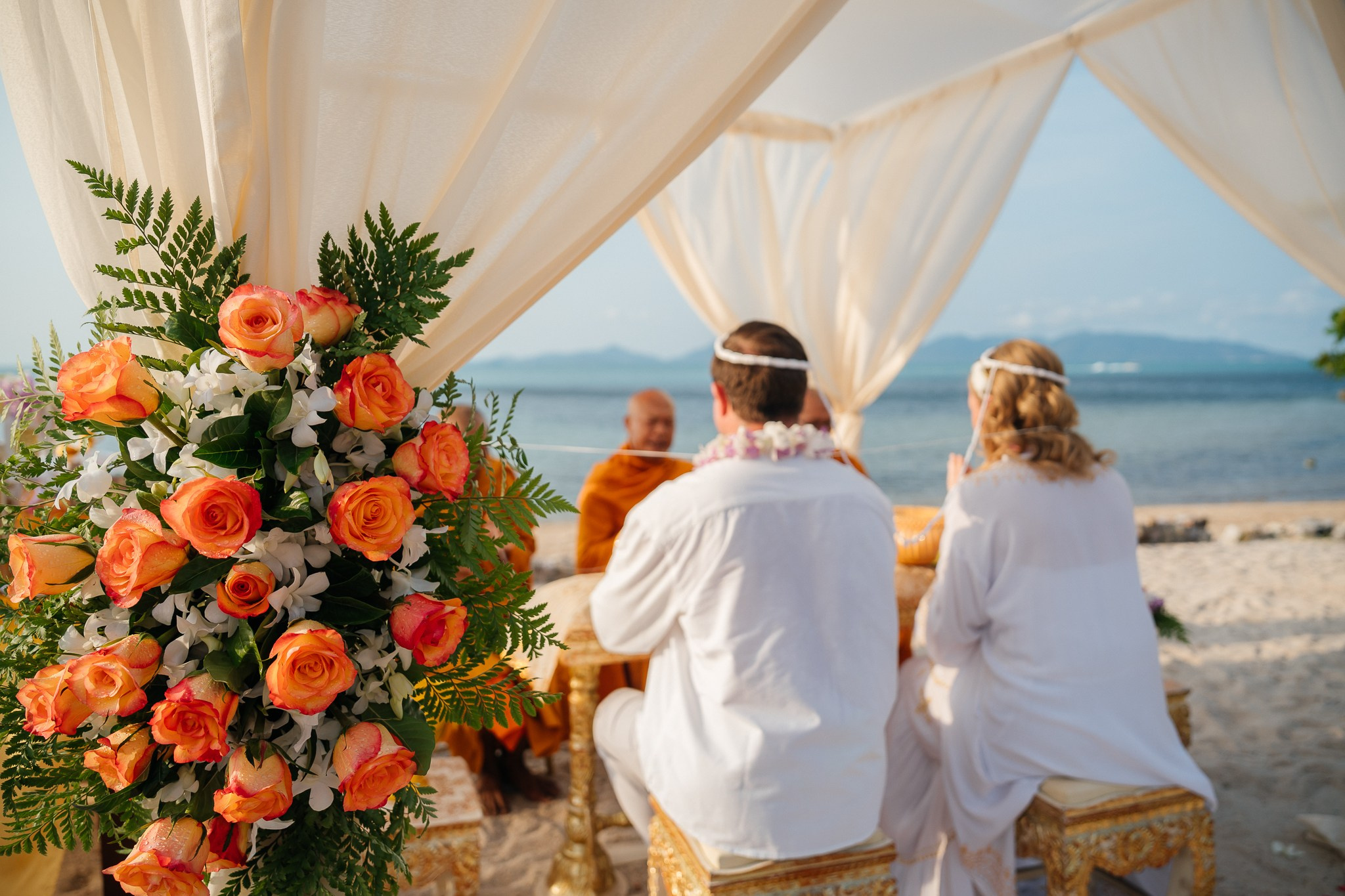 Buddhist ceremony. Wedding on Koh Samui, Thailand