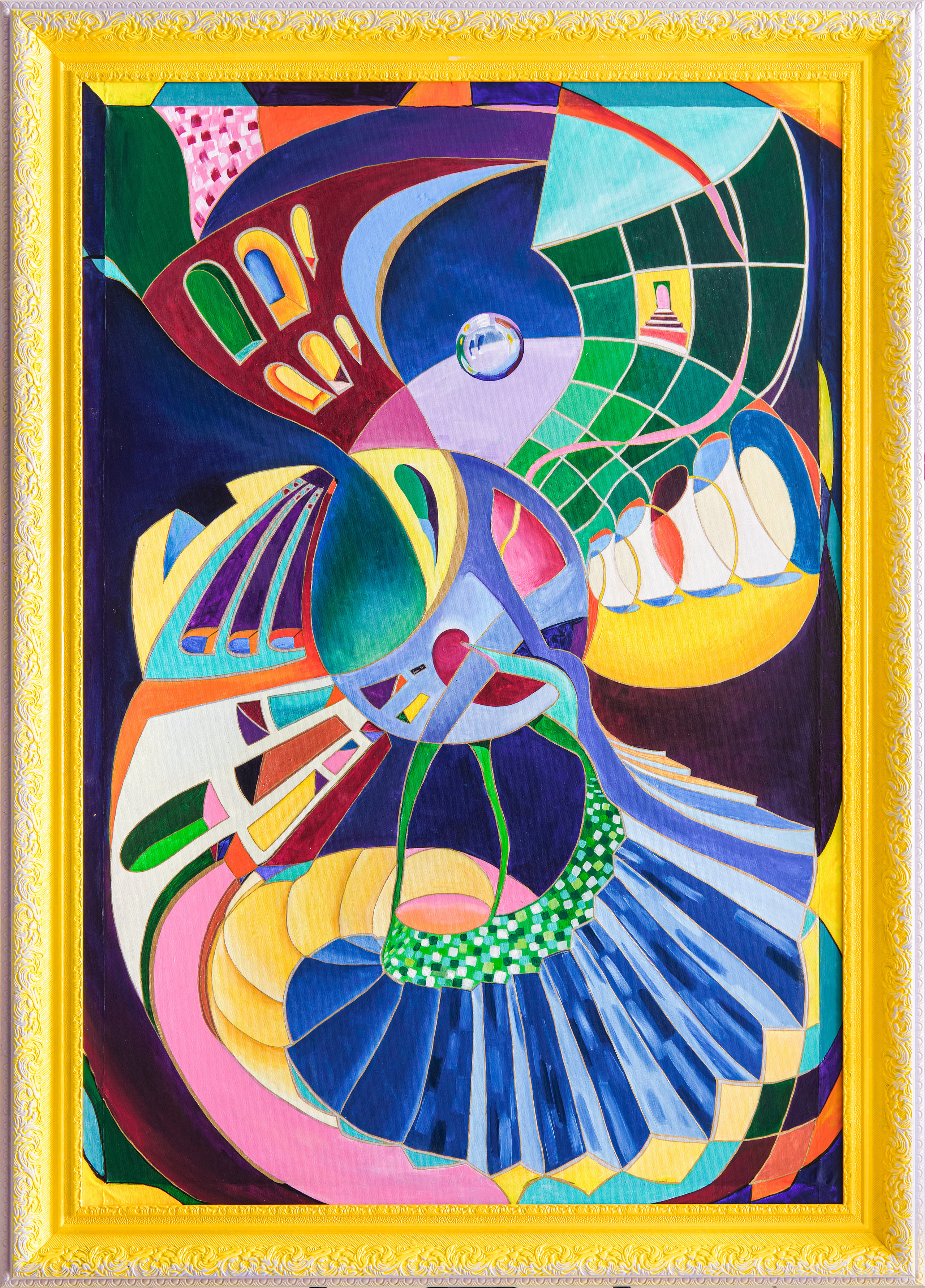 "Somewhere in the next universe". 2022. Dubai, UAE. Acrylic on Canvas. 125-85cm (framed). 14000AED. free delivery for Dubai acrylic canvas Kathrin Kovshova artbykovshova