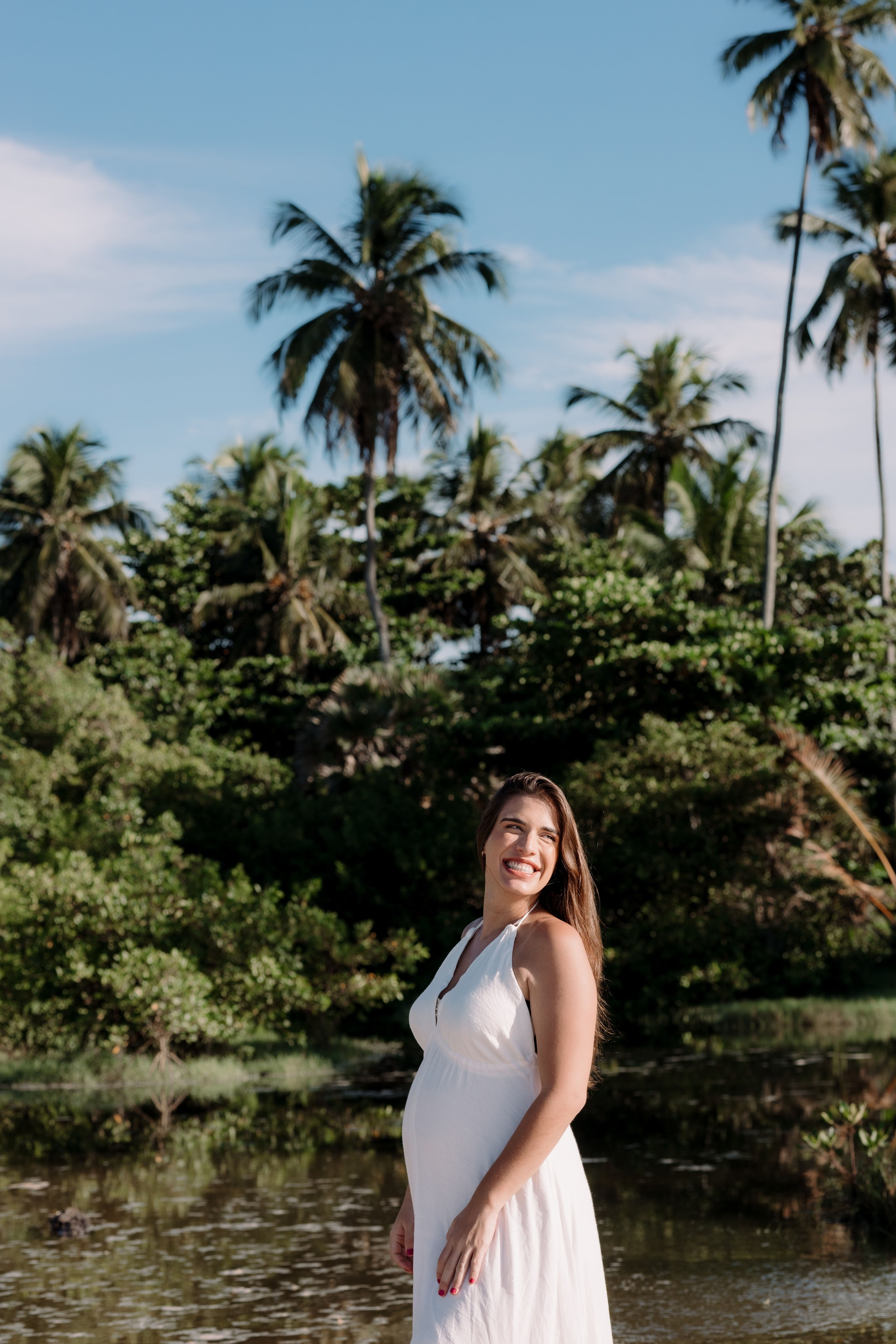 Gestante em clima tranquilo durante o ensaio