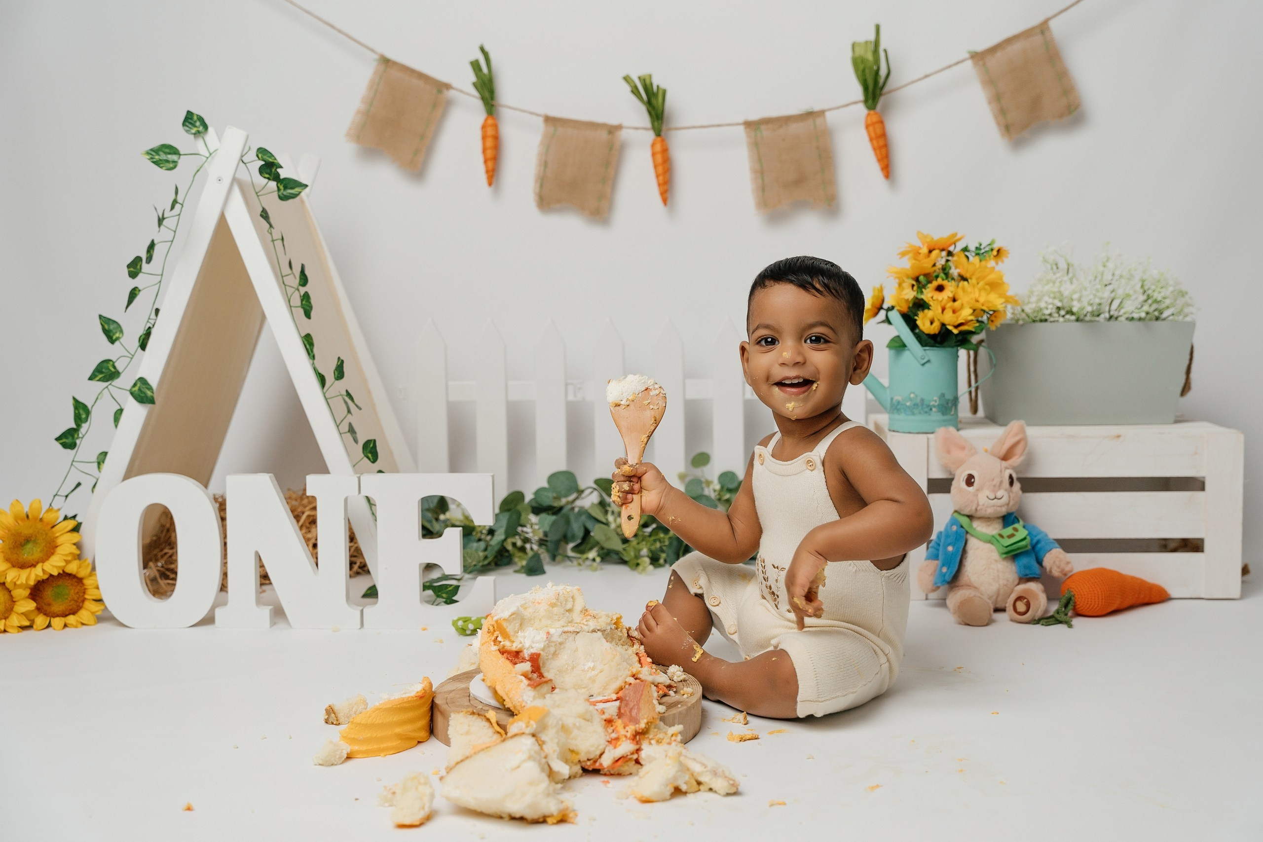 Peter rabbit cake smash session. Newborn and family photographer. Hills District. Sydney