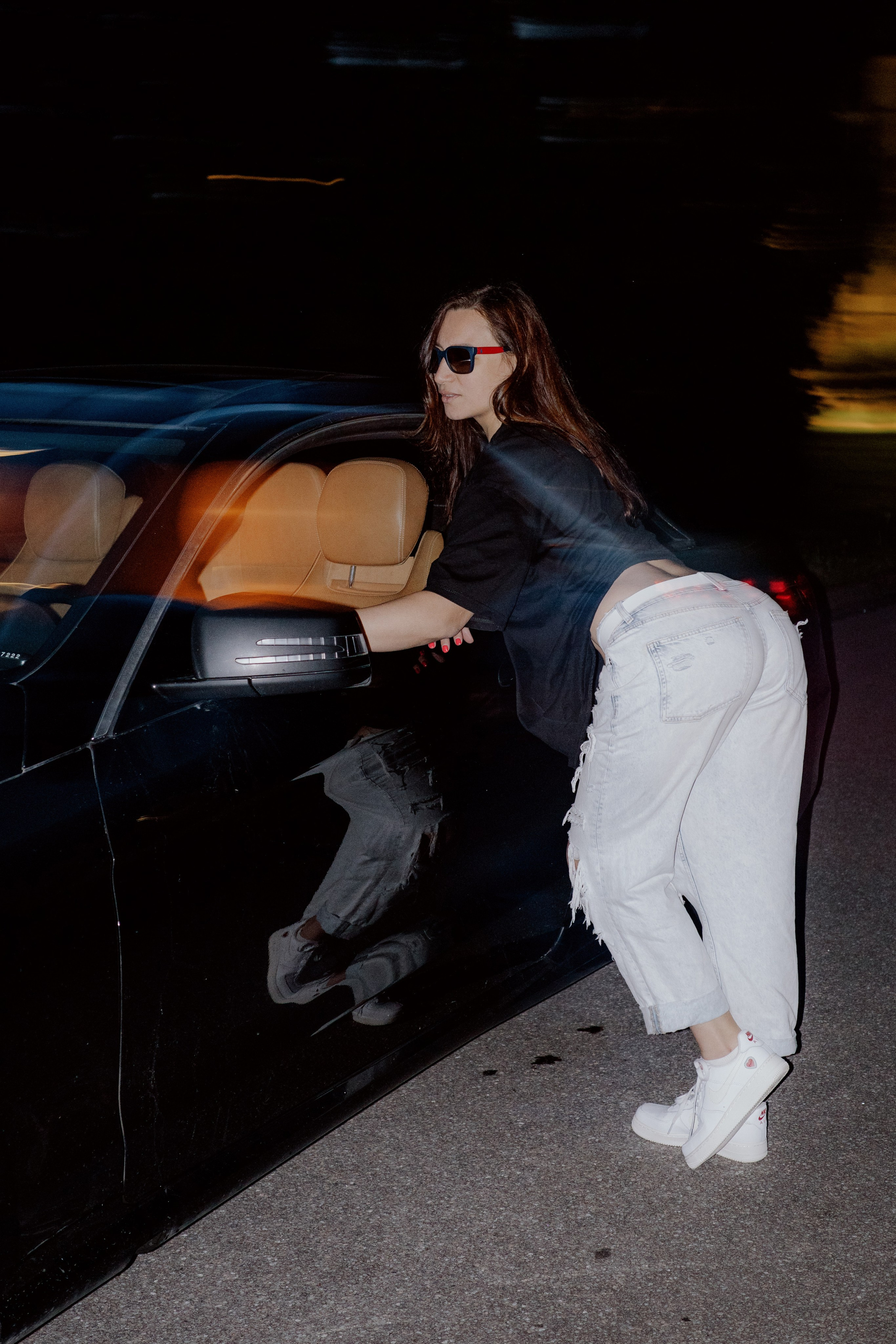 Night, Natalia, Car. Videographer and photographer in New York // MAKAROV.VIDEO