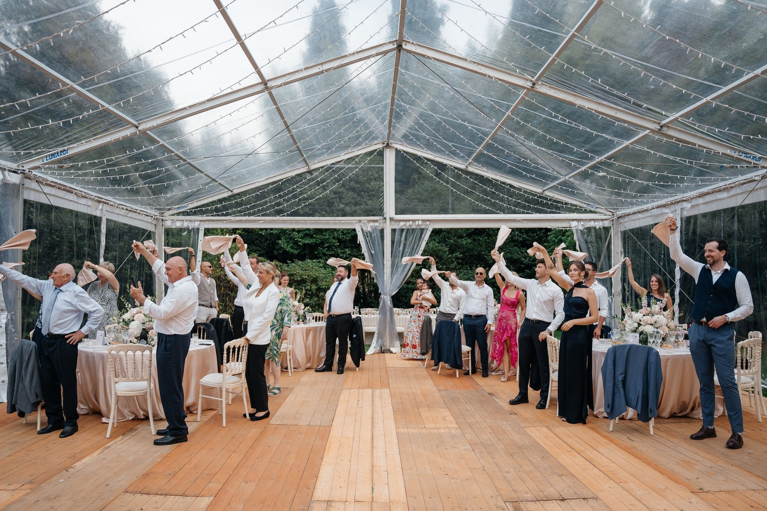wedding guests at the open air party