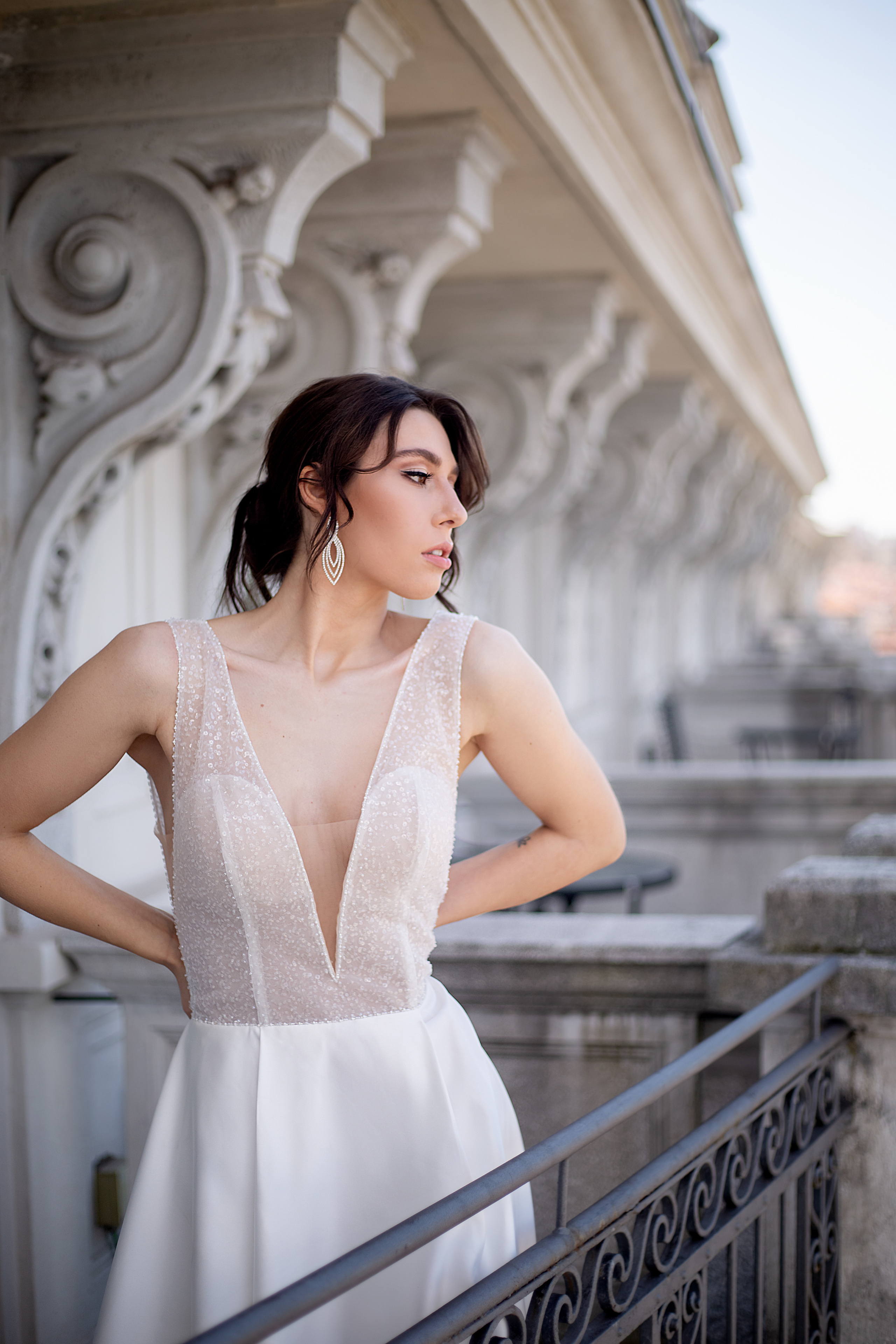 Bridal portrait on the balcony
