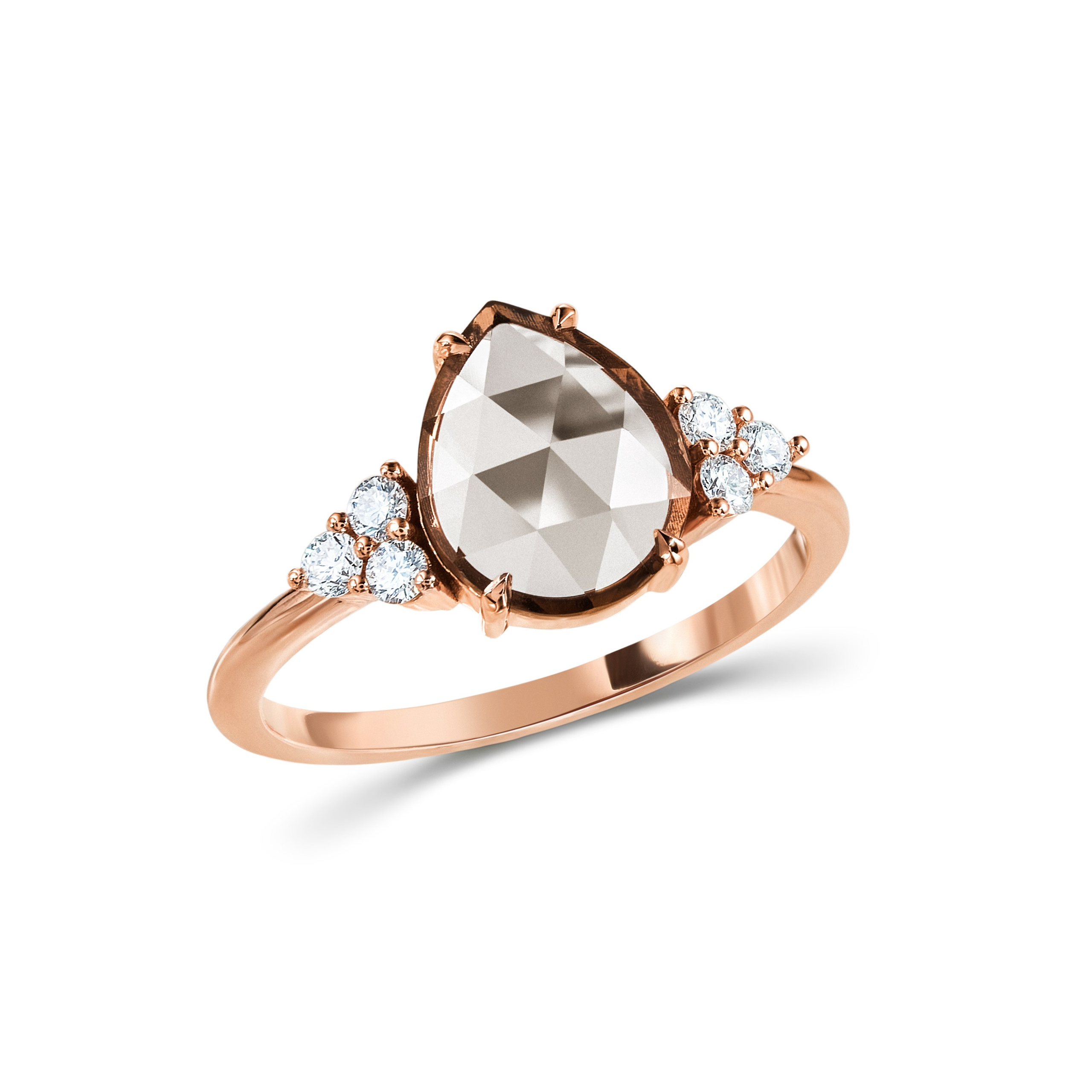 Rose gold ring with centre stone and surrounding diamonds