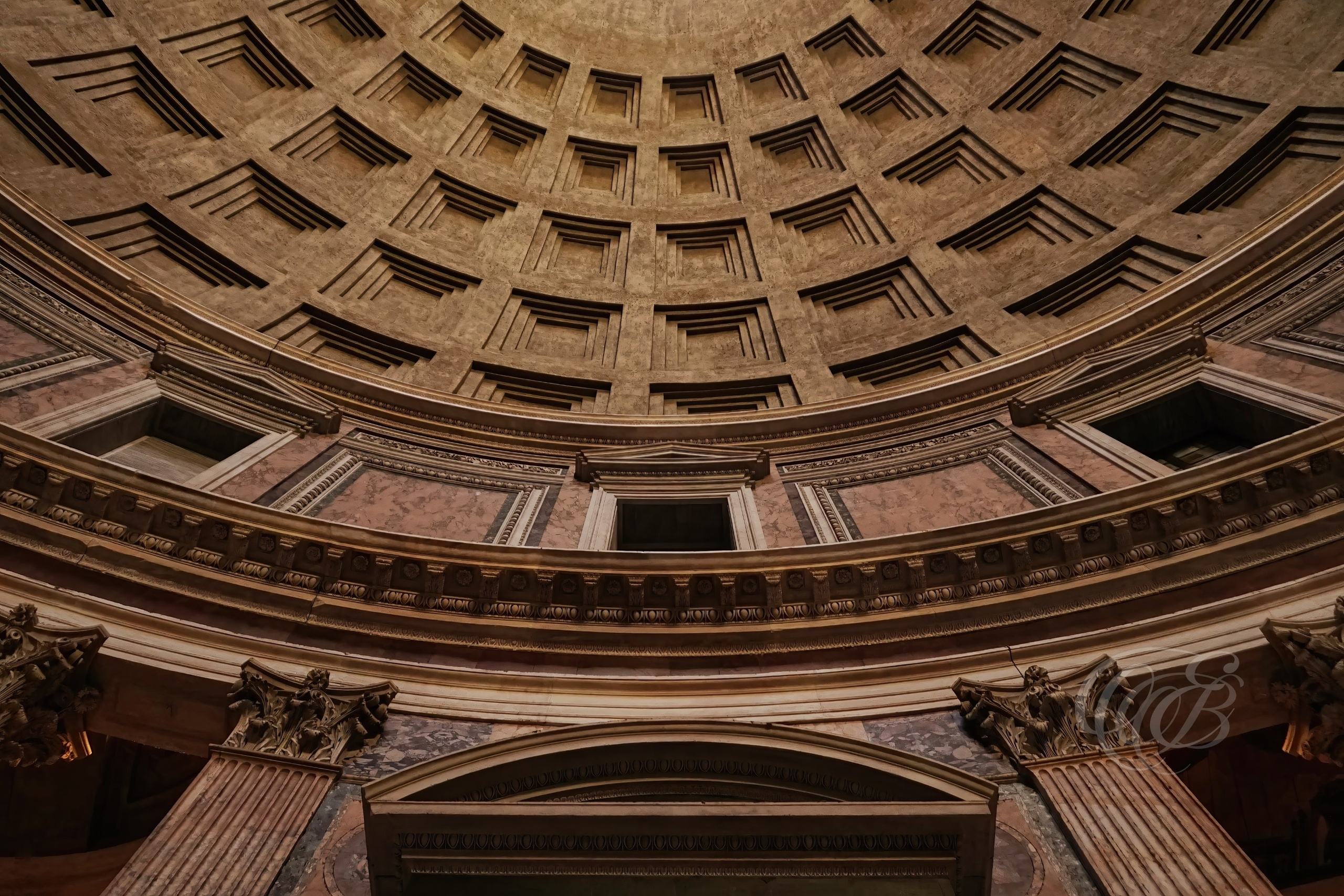 Rome, Italy – Pantheon Interior Walls and Ceiling – Eduardo Bartoli Fine Art Photography – Photograph of the interior walls and ceiling of the Pantheon in Rome, ancient Roman architecture and historic landmark – Rome, Italy – Pantheon Interior Walls and Ceiling – Eduardo Bartoli Fine Art Photography.