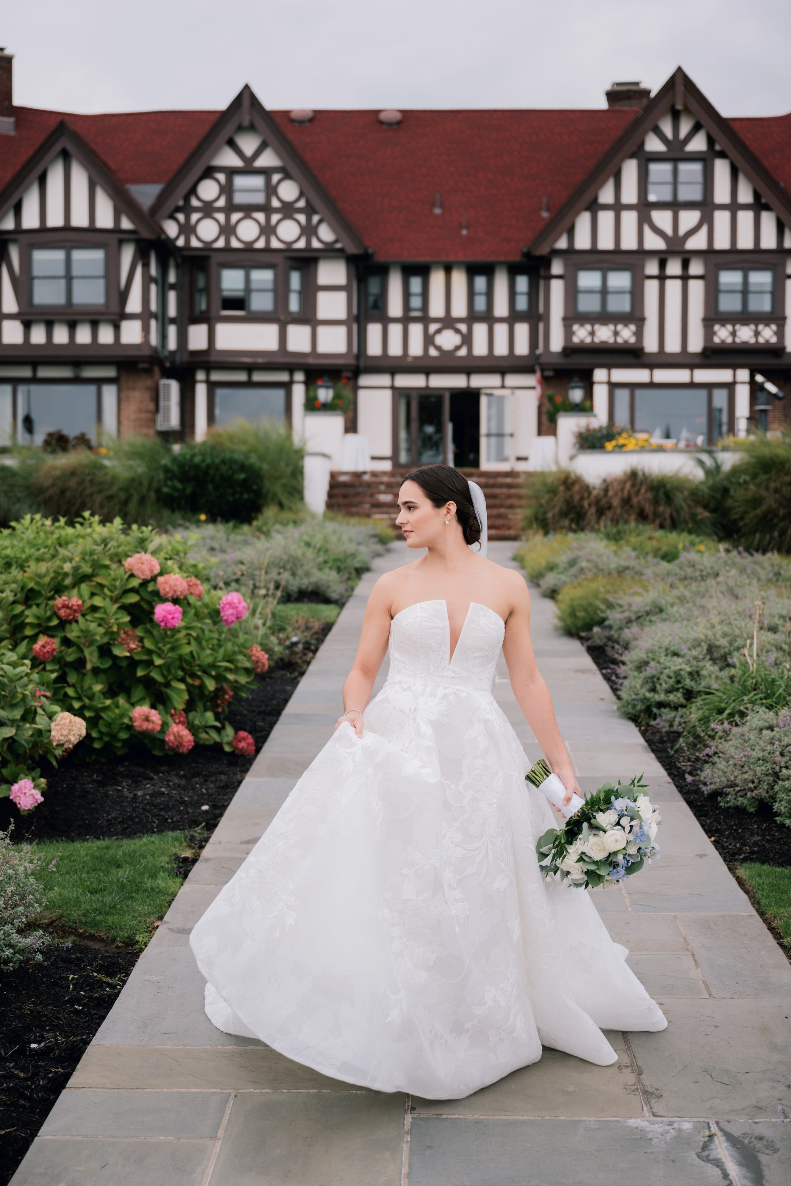a bride walking down the path to her wedding day
