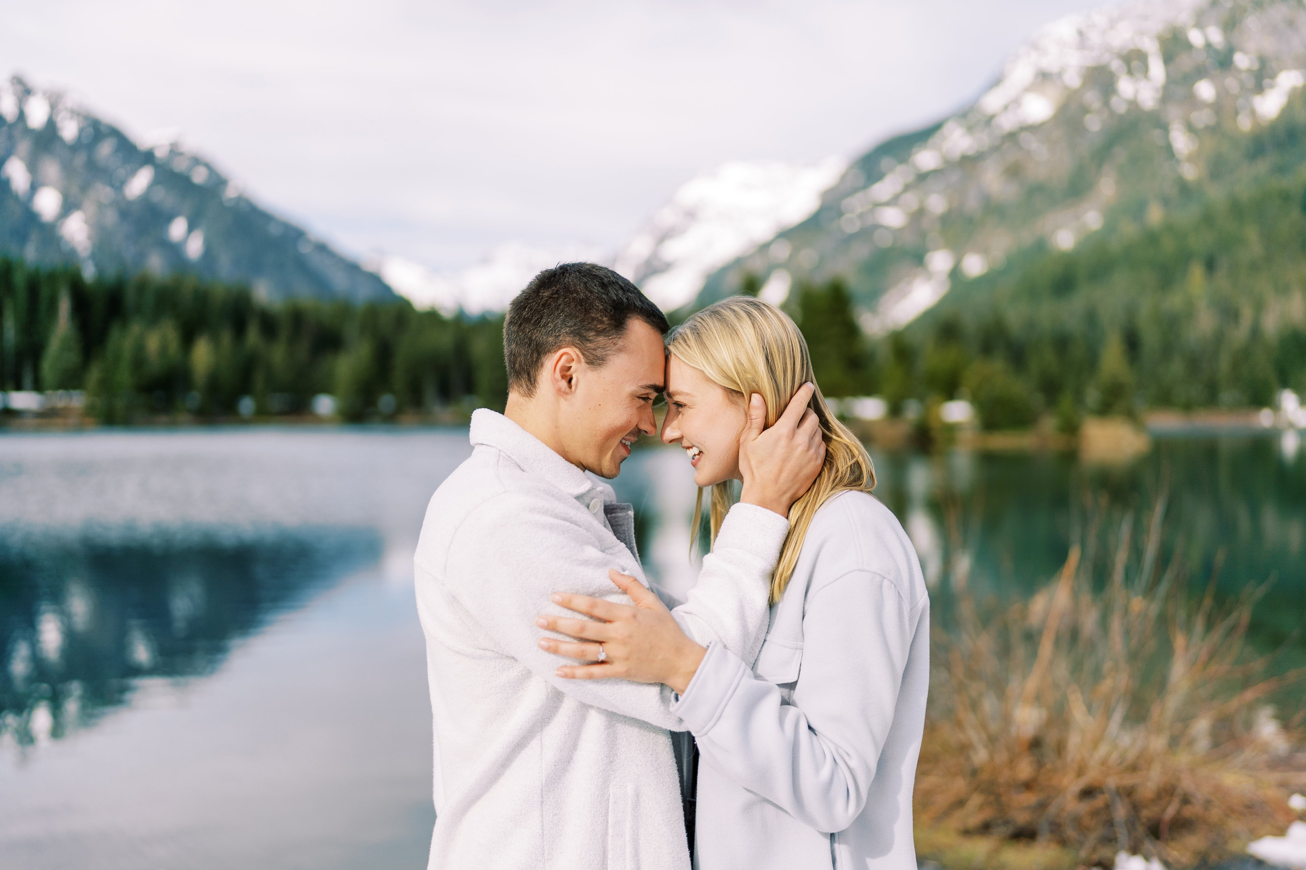 Engagement photo shoot Caitlyn & Riley / April 2024. Gold Creek Pond, WA. EVAN ARISTOV WEDDING PHOTOGRAPHY — Seattle Wedding Photographer