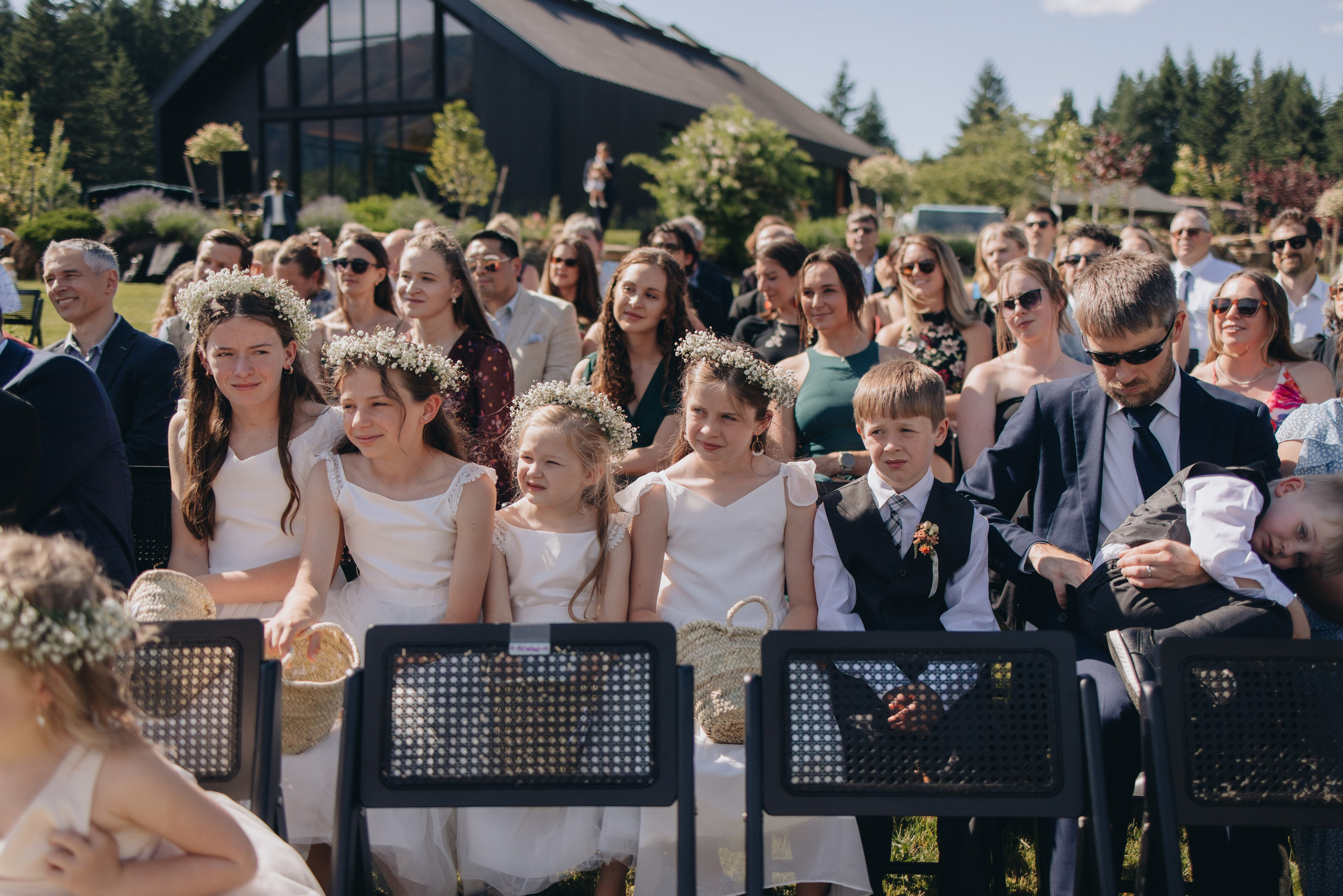 Wedding ceremony at Wind Mountain Ranch in the Columbia River Gorge