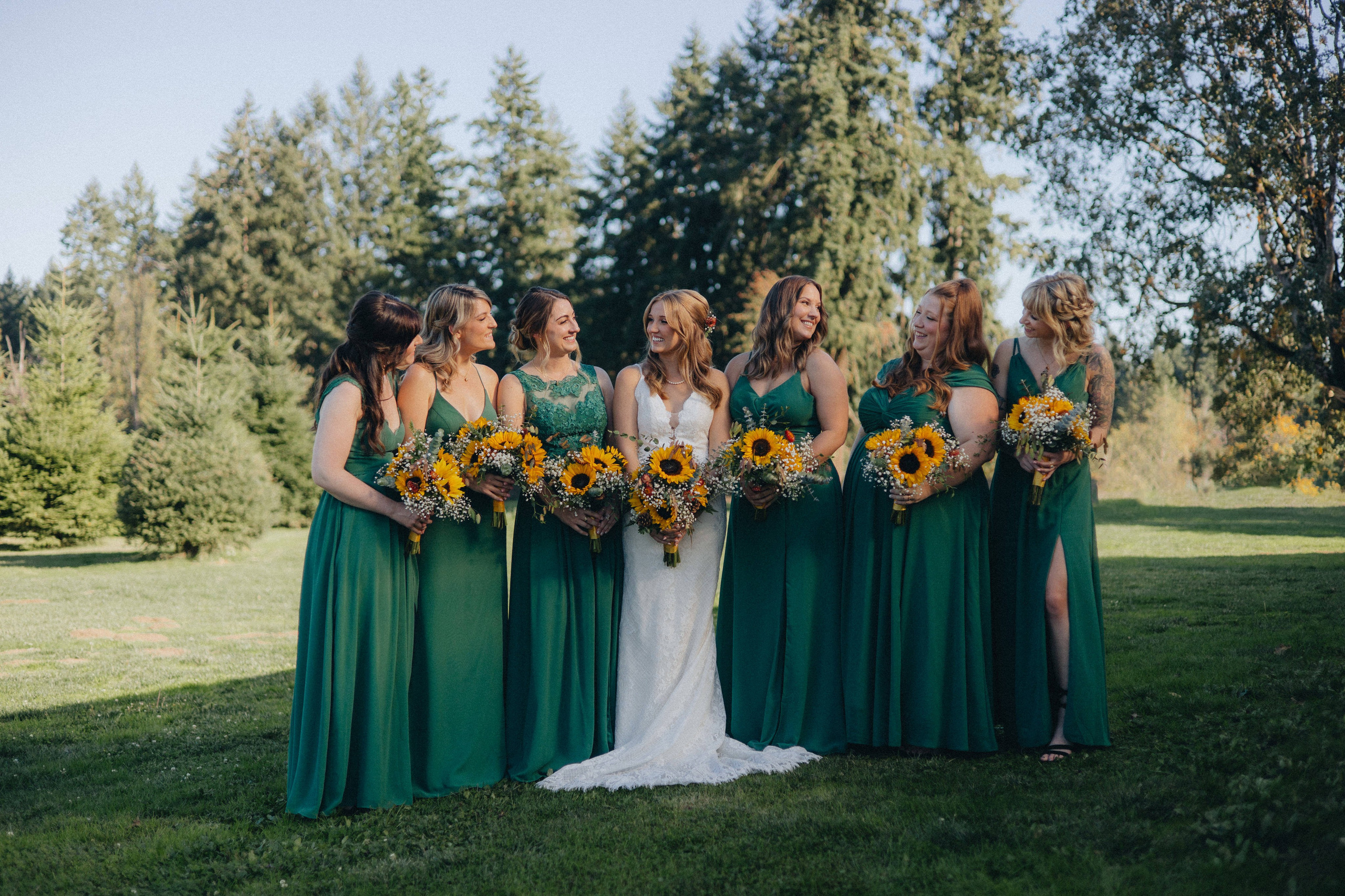 Jessie and Isaac on their wedding day in Portland, Oregon – a genuine moment of joy captured by photographer Georgy Shishkin in a romantic outdoor style, reflecting the charm of Portland & Seattle wedding photography.