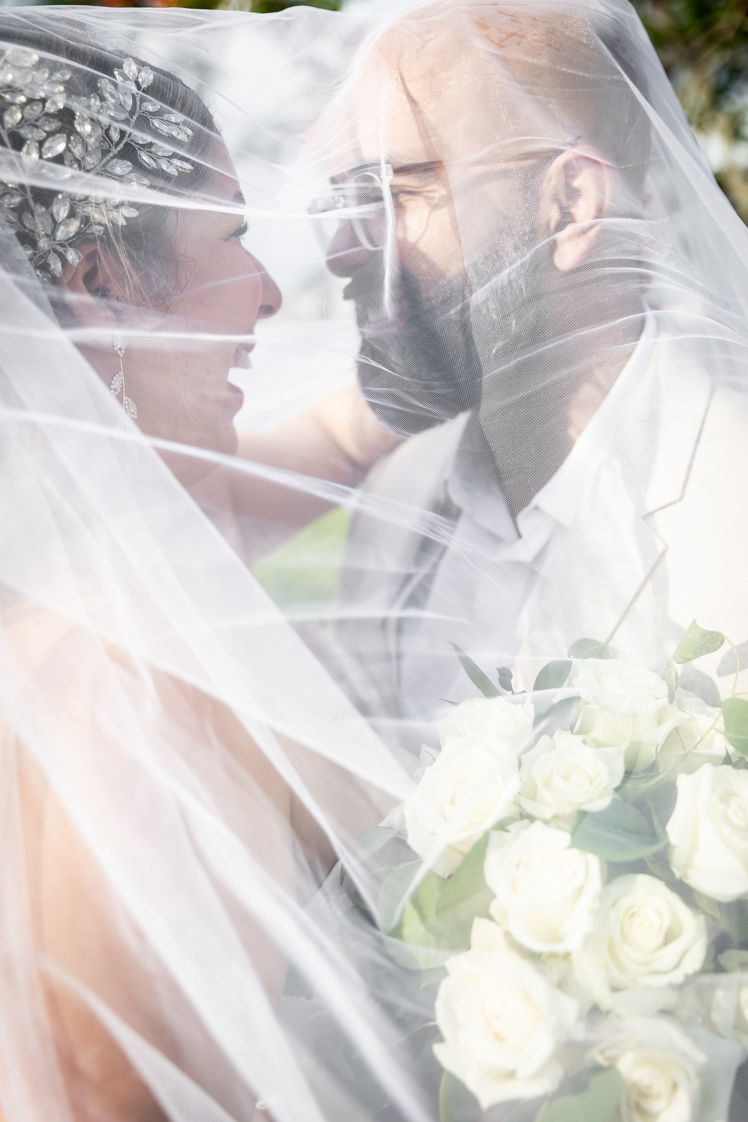 Bride and Groom at Wedding in Davis Island Garden Club, Tampa, FL
