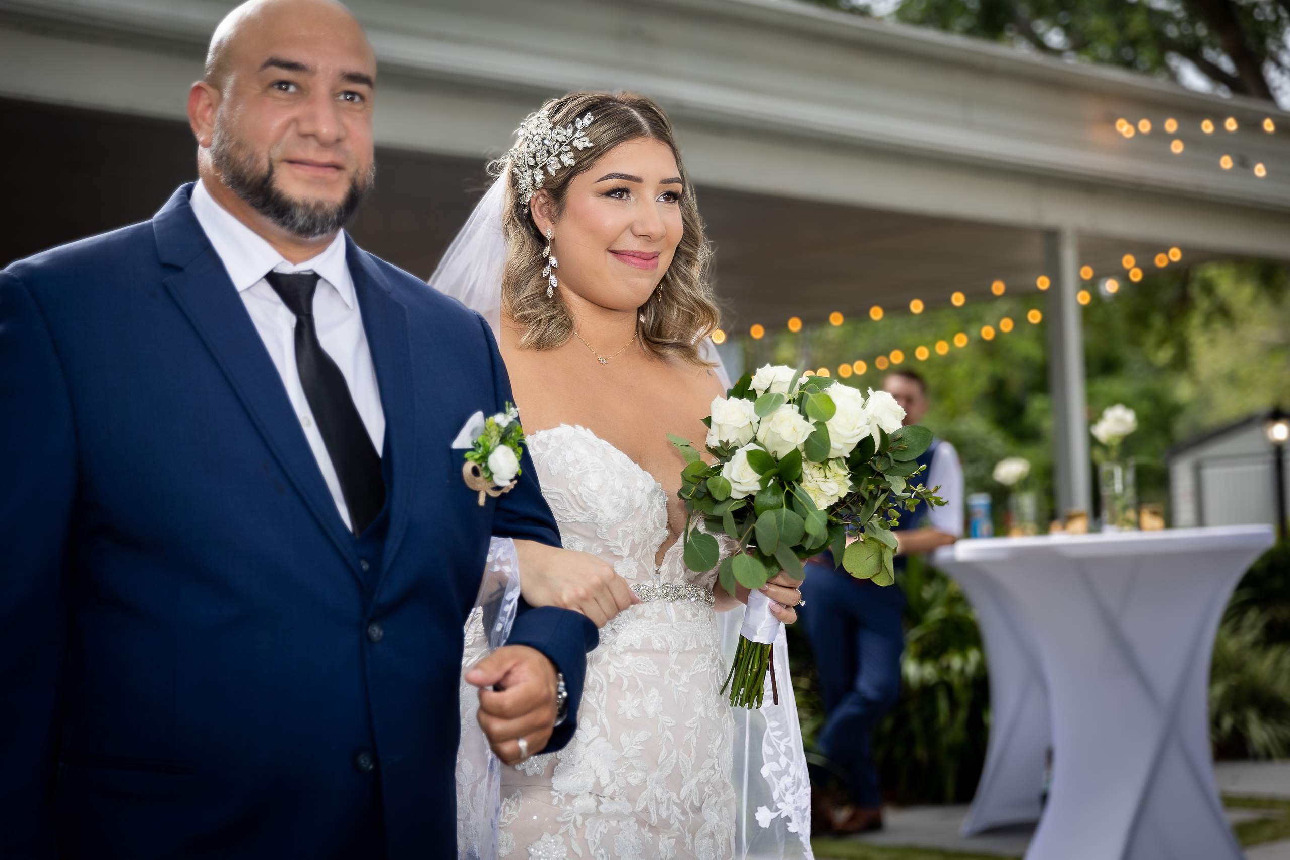 Walking down the isle at Wedding at Davis Island Garden Club, Tampa, FL