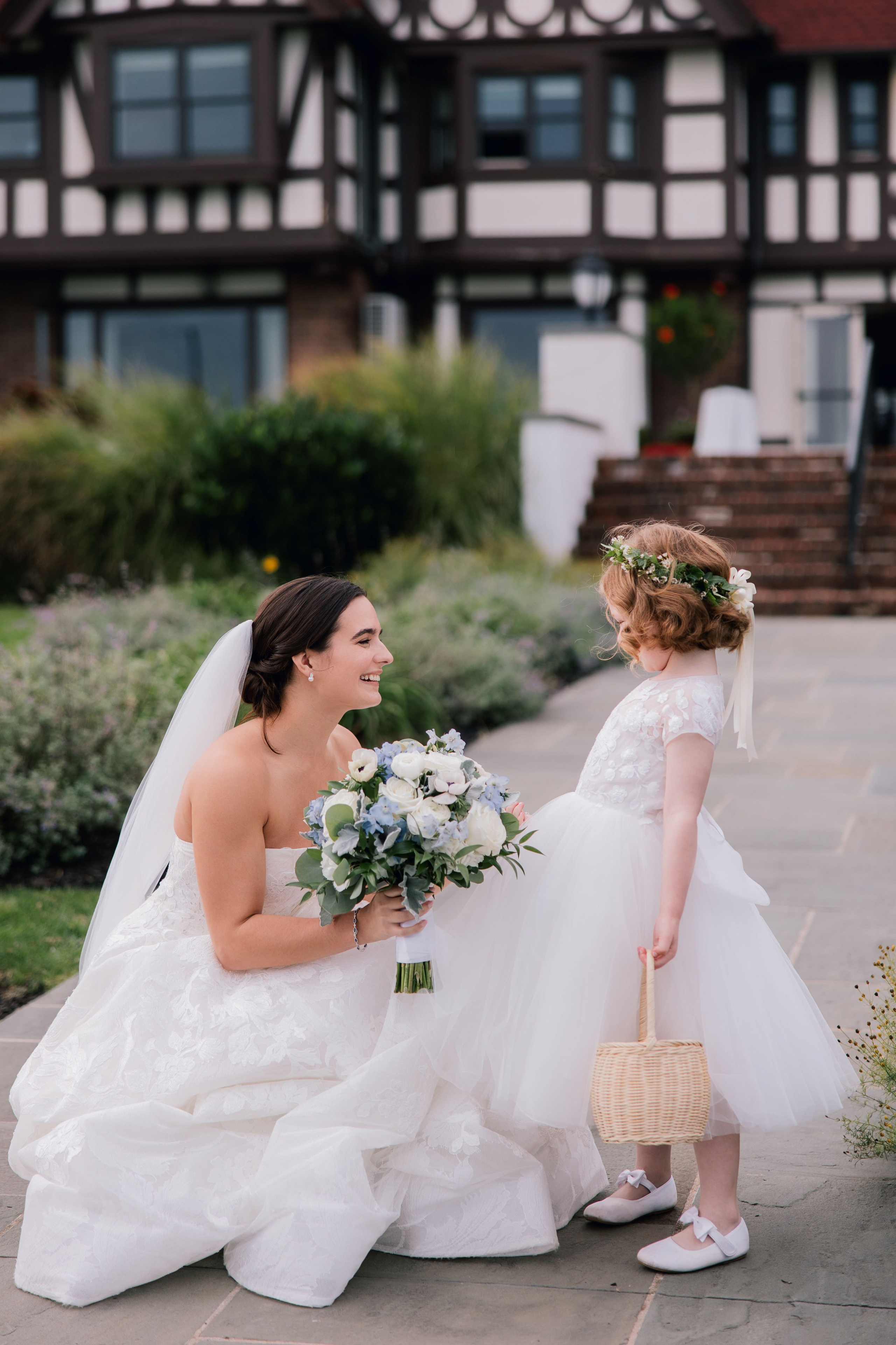 a bride and her flower girl