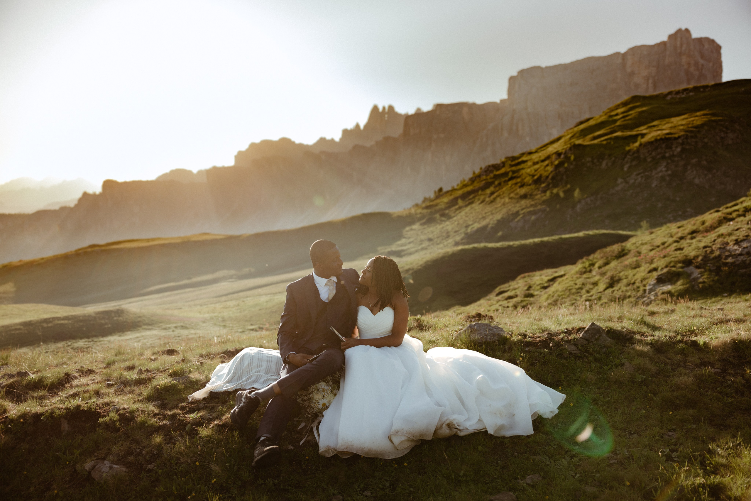 Ashley & Faisal’s sunrise Dolomites elopement. Iceland elopement photographer & videographer