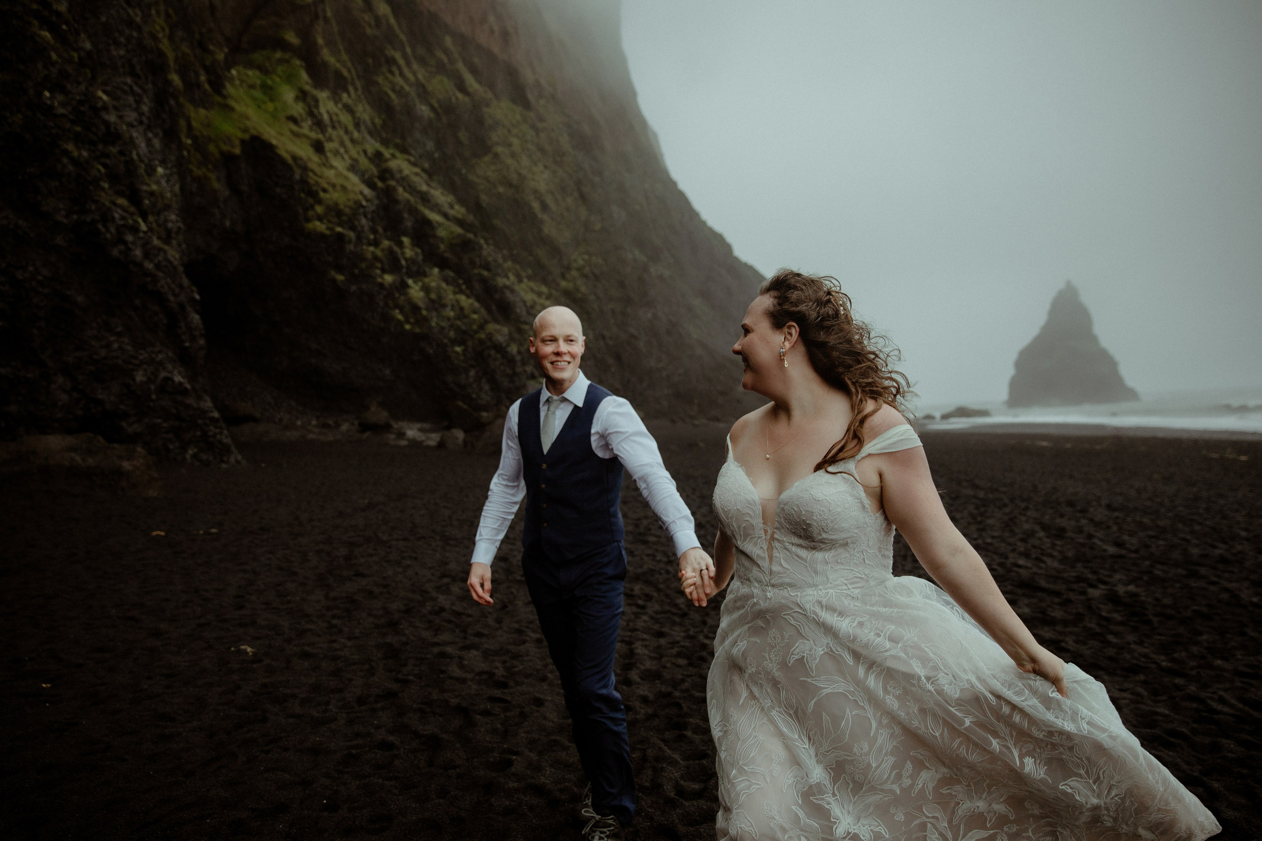 Iceland Elopement at Black Sand Beach. Iceland elopement photographer & videographer