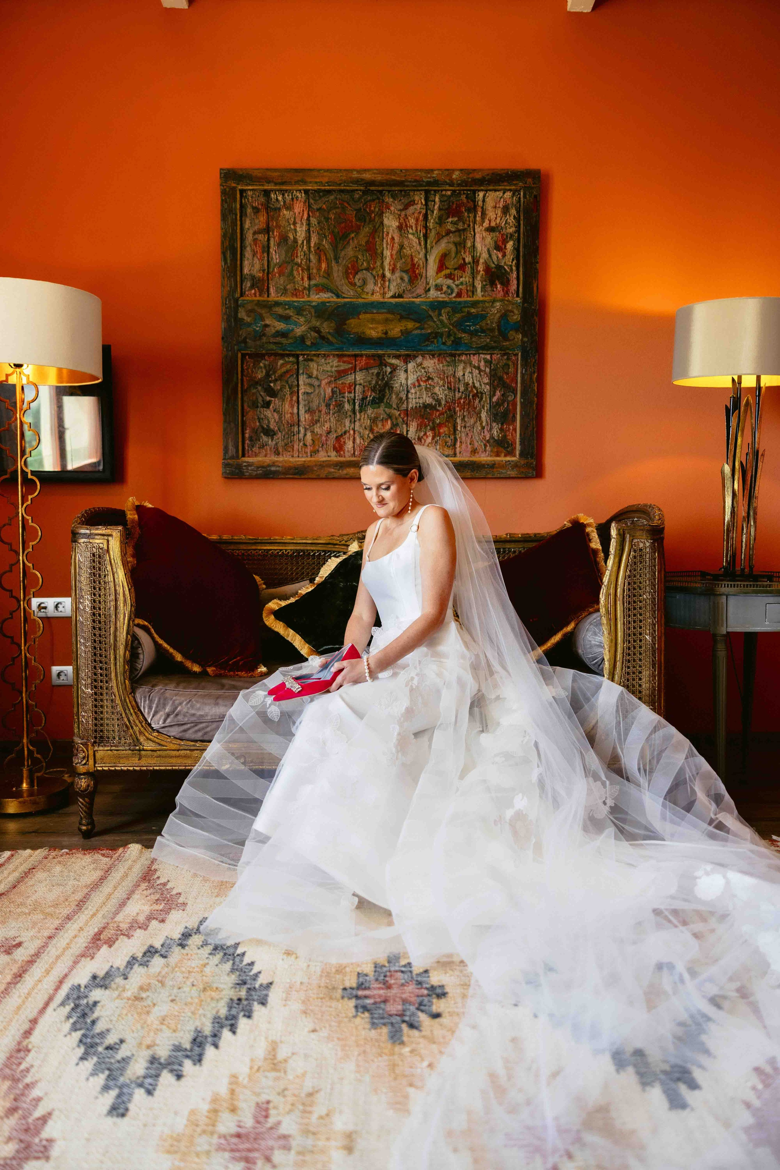 Bride Getting Ready in Gran Villa Rosa Barcelona Wedding Venue