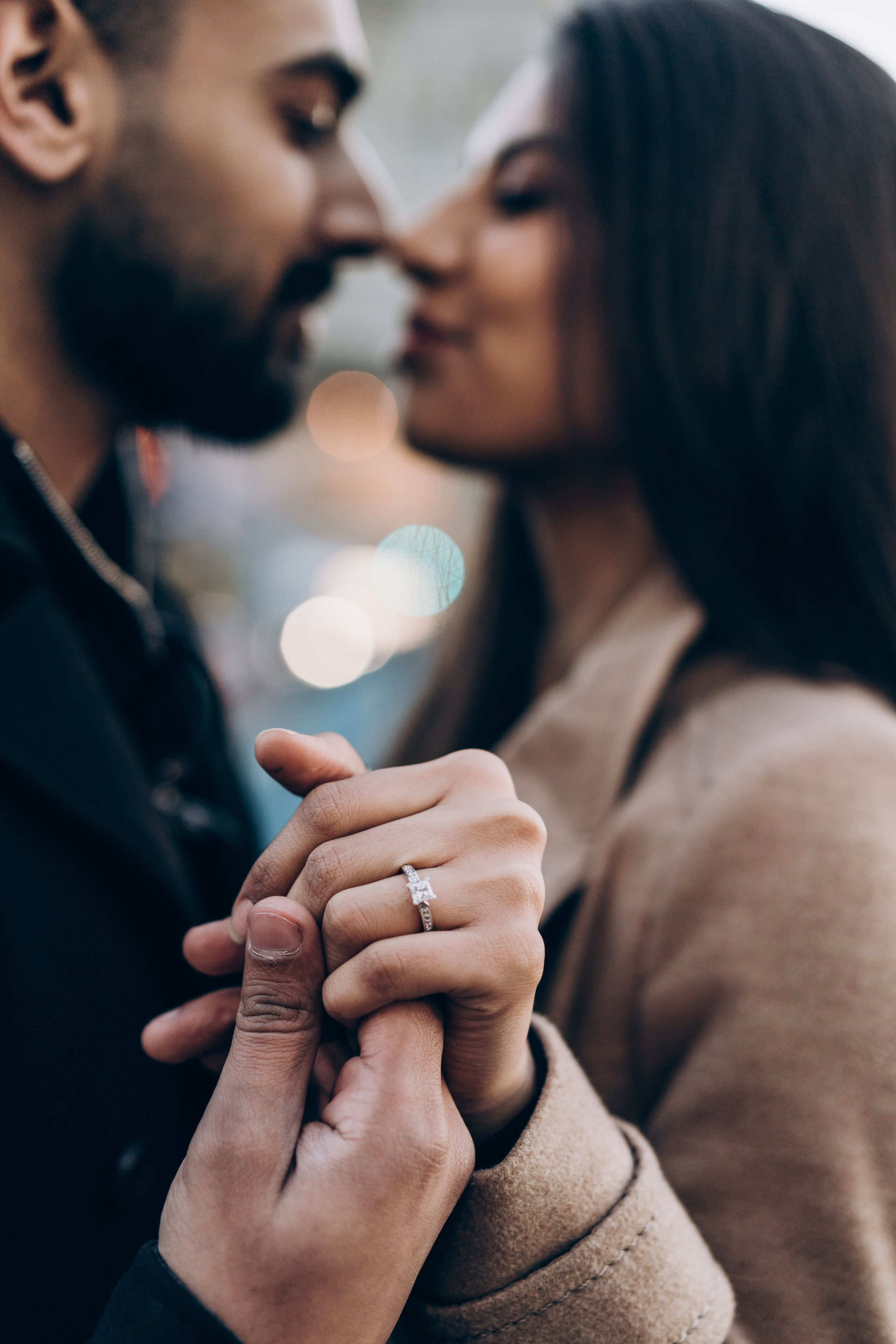 close-up of engagement ring