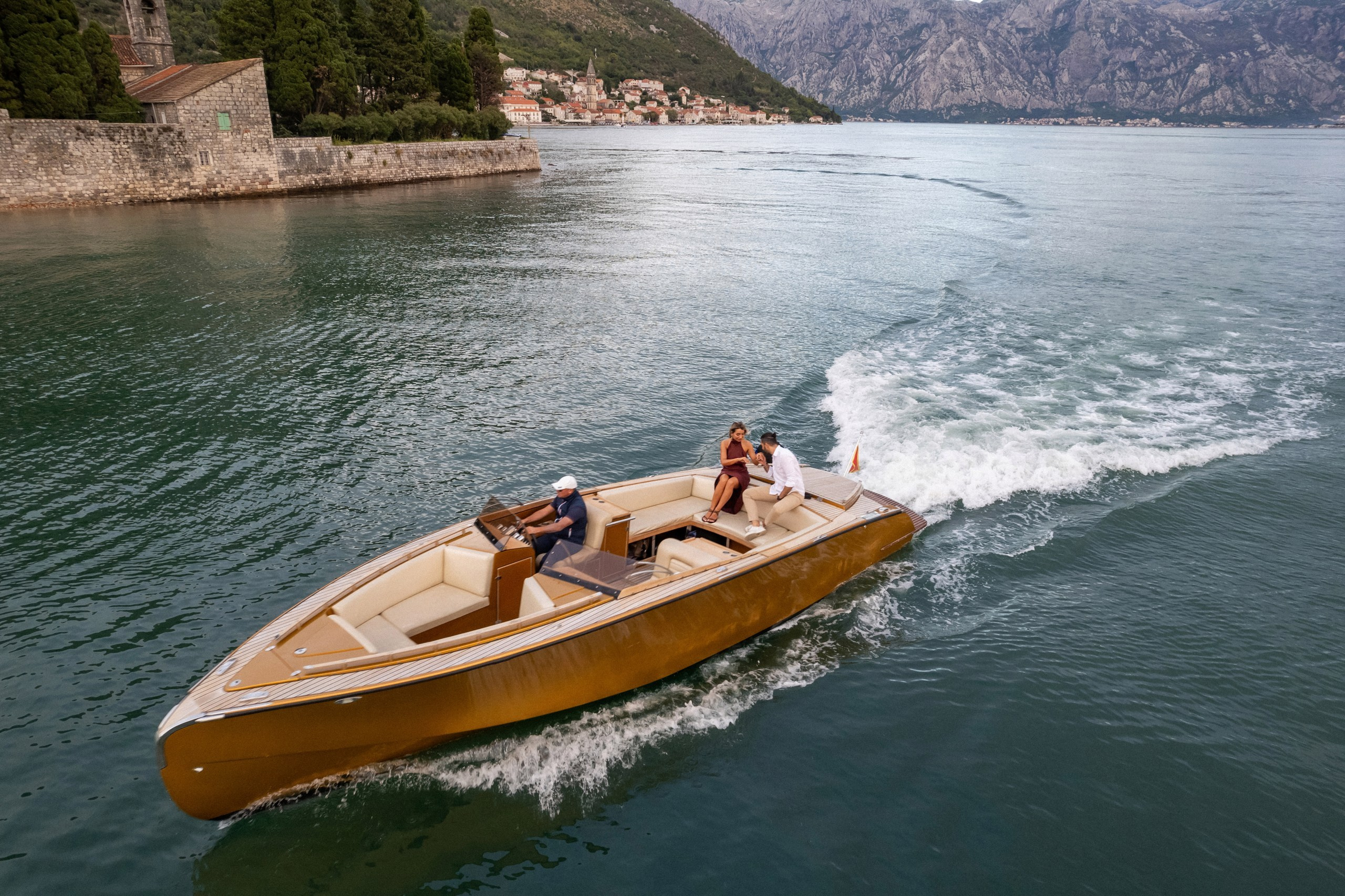 Proposal in the boat in Perast in Montenegro