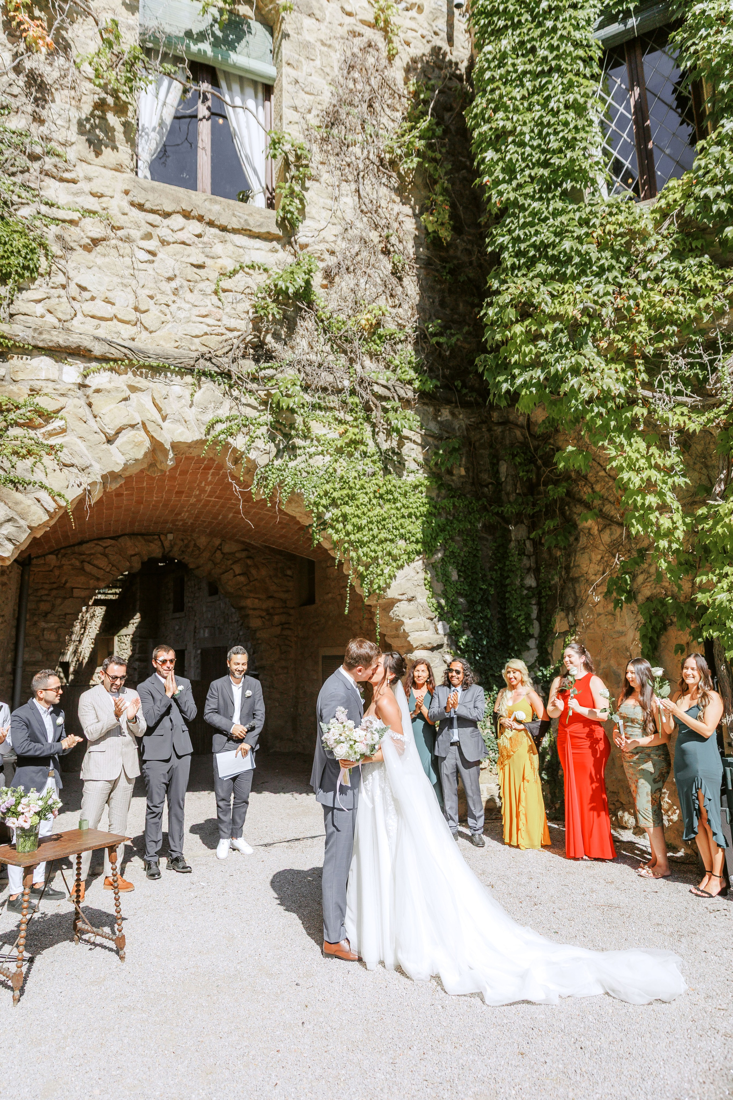 Candid wedding moment in Barcelona, capturing genuine emotions and joyful interactions.