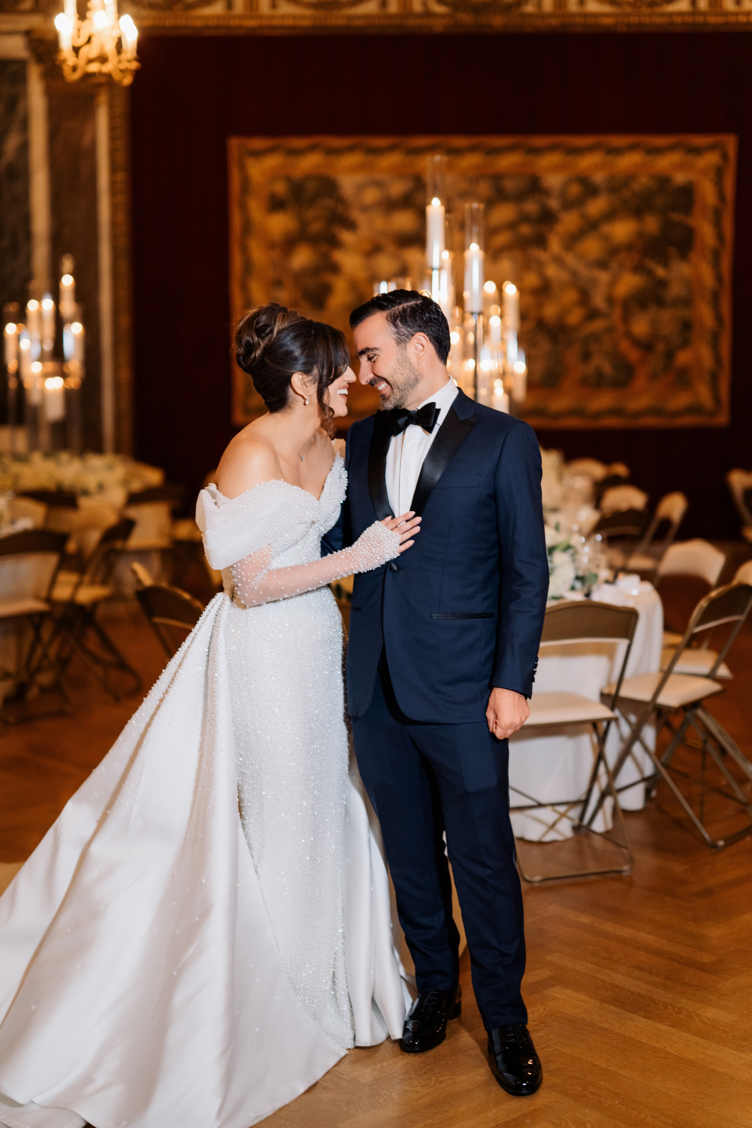 a bride and groom sharing a first dance