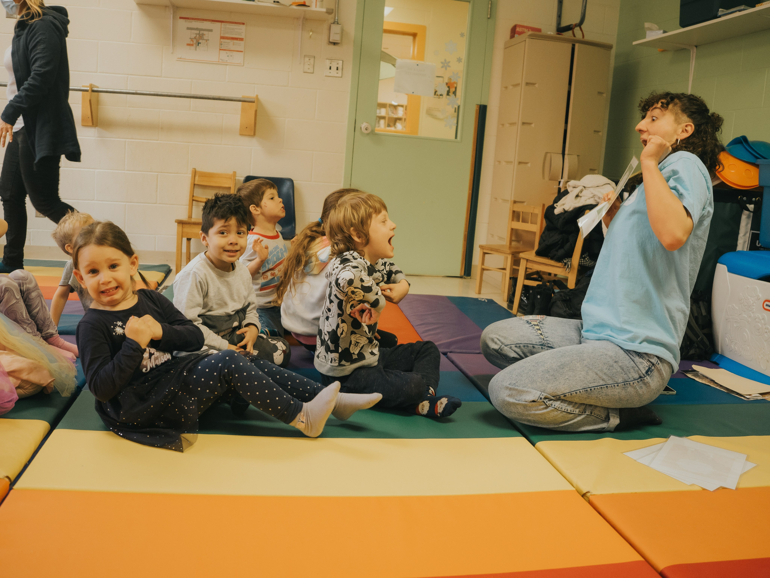 Children laughing at their teacher's emotion.