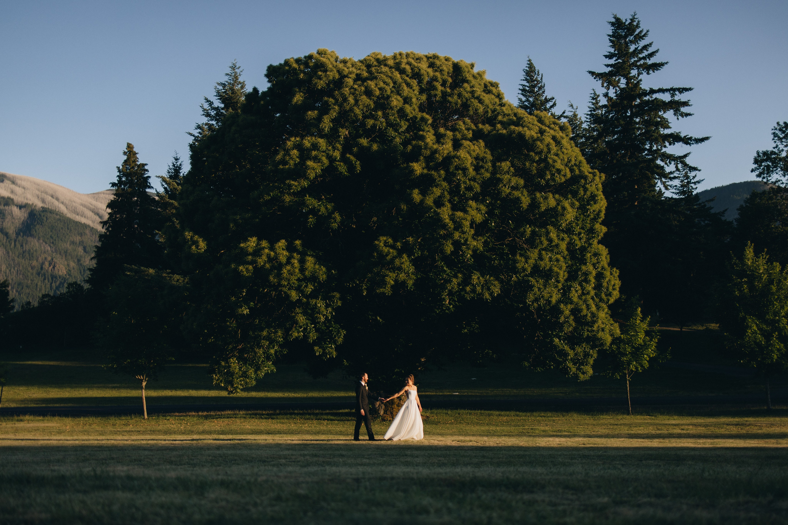 Shelby and Riley during their wedding at Wind Mountain Ranch in the Columbia River Gorge, Washington