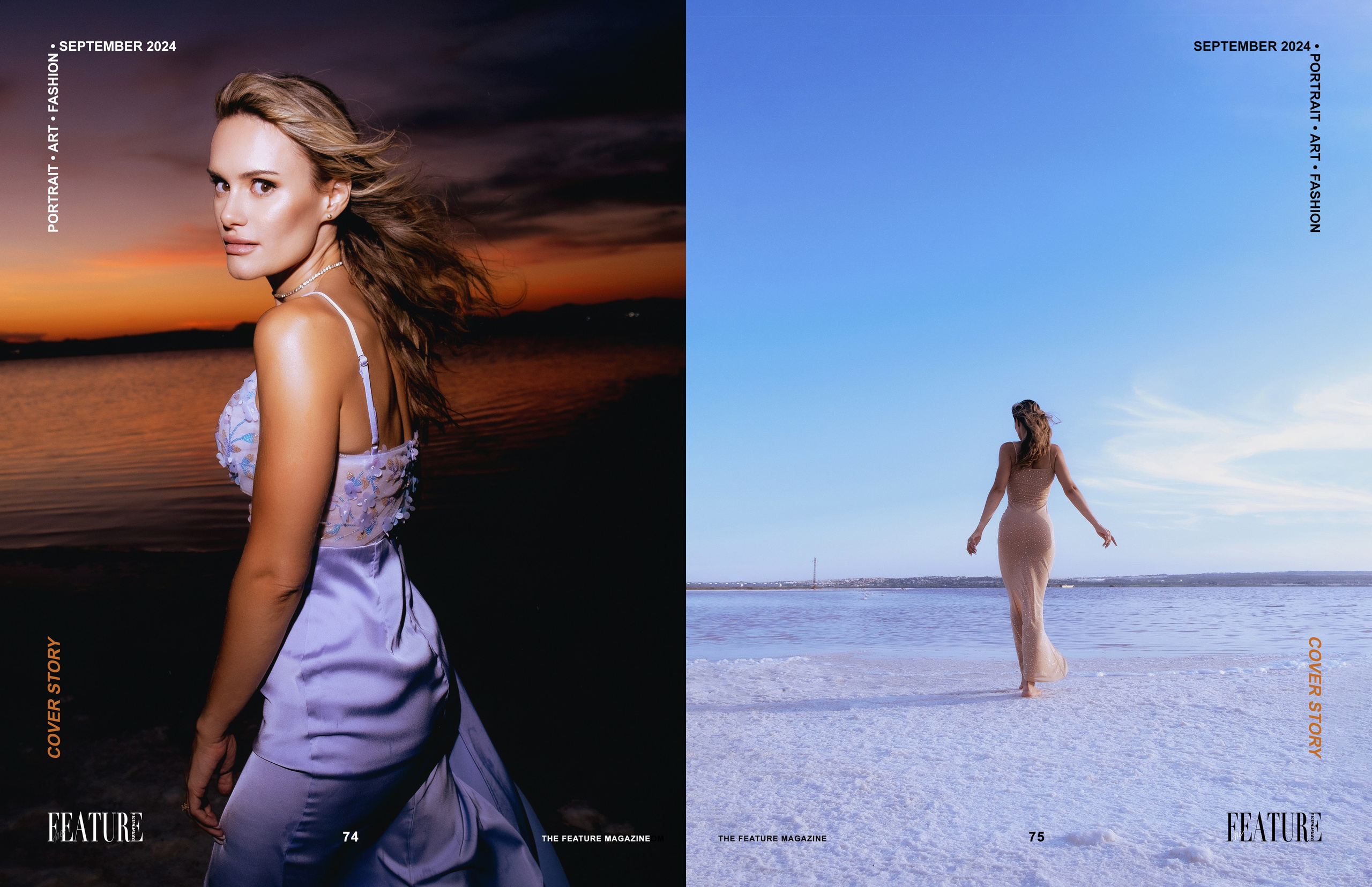 Photos from the pink lake were published in the fashion magazine The Feature Magazine