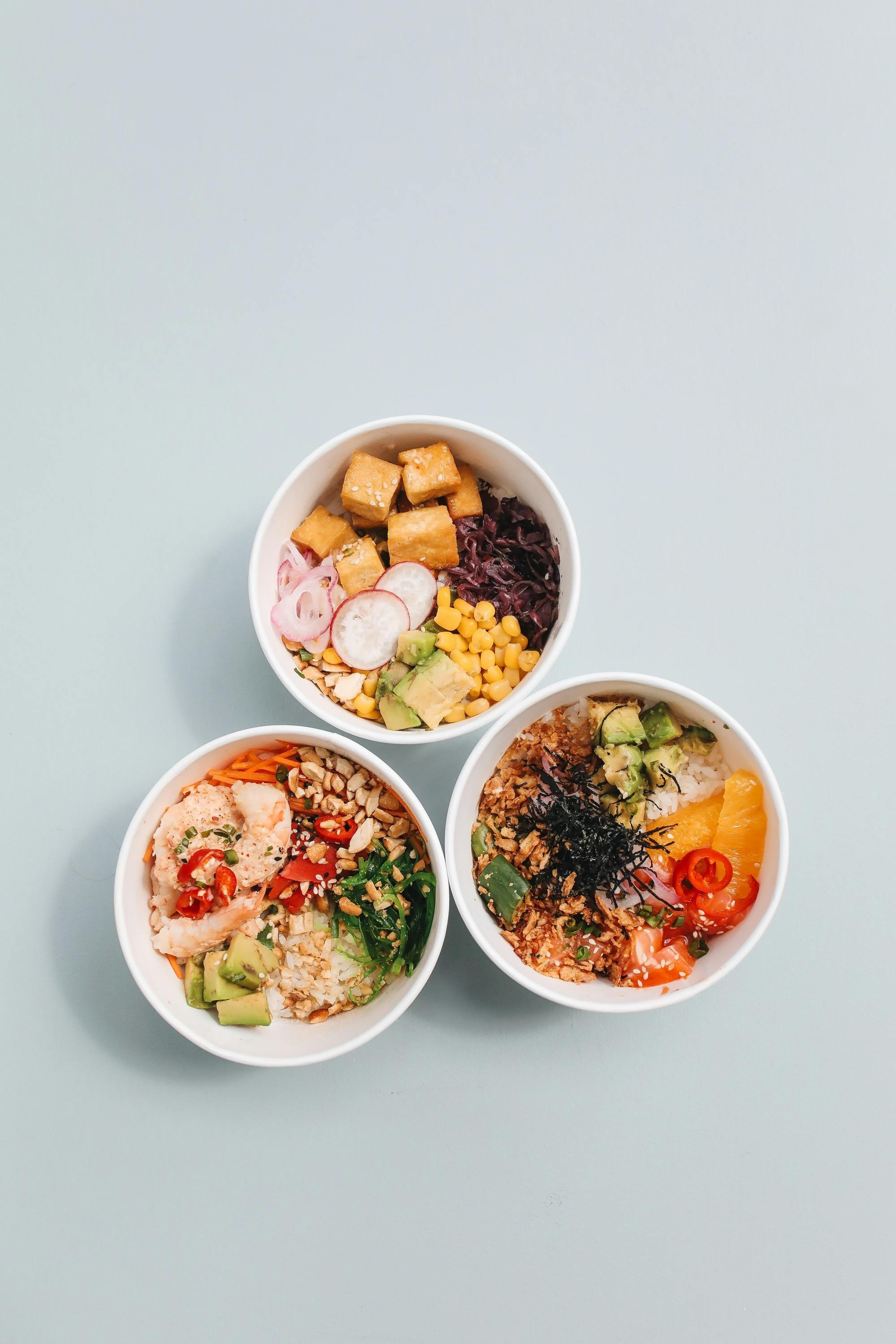 Lifestyle food photography featuring colourful salad bowls and fresh ingredients, shot by Jay Soundo for restaurant content