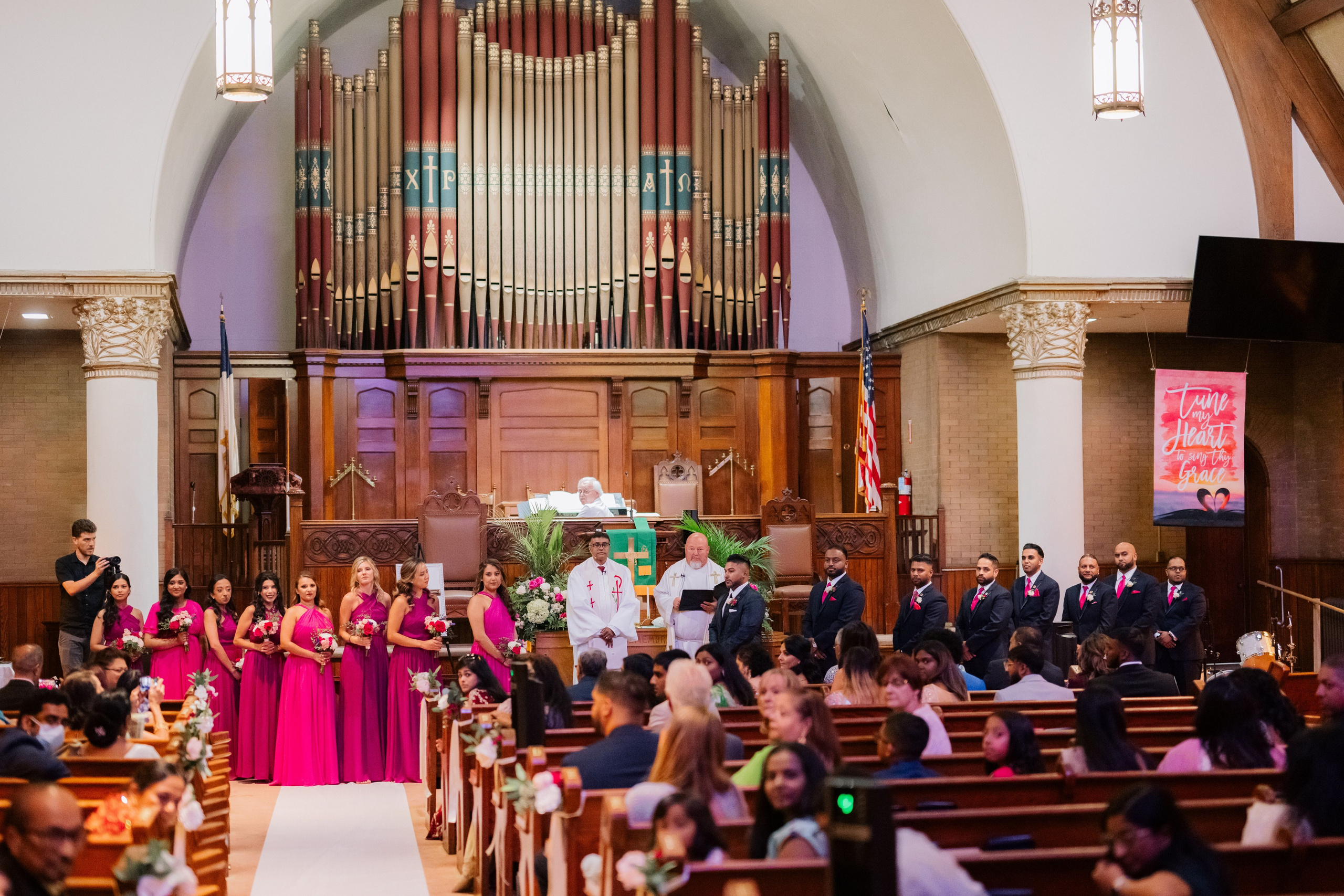 a couple is married in a church