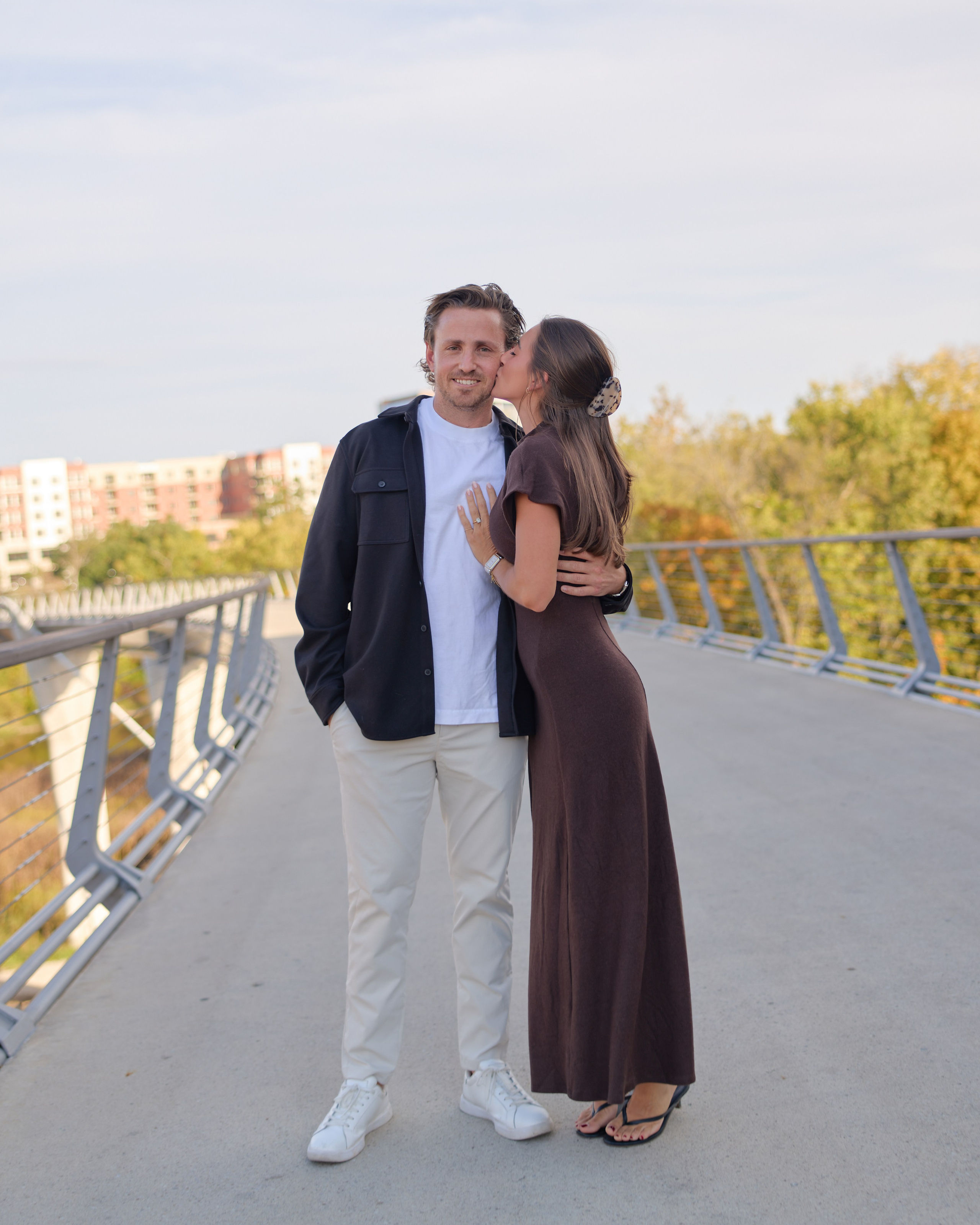 Tender embrace on the pedestrian bridge in Dublin, Ohio