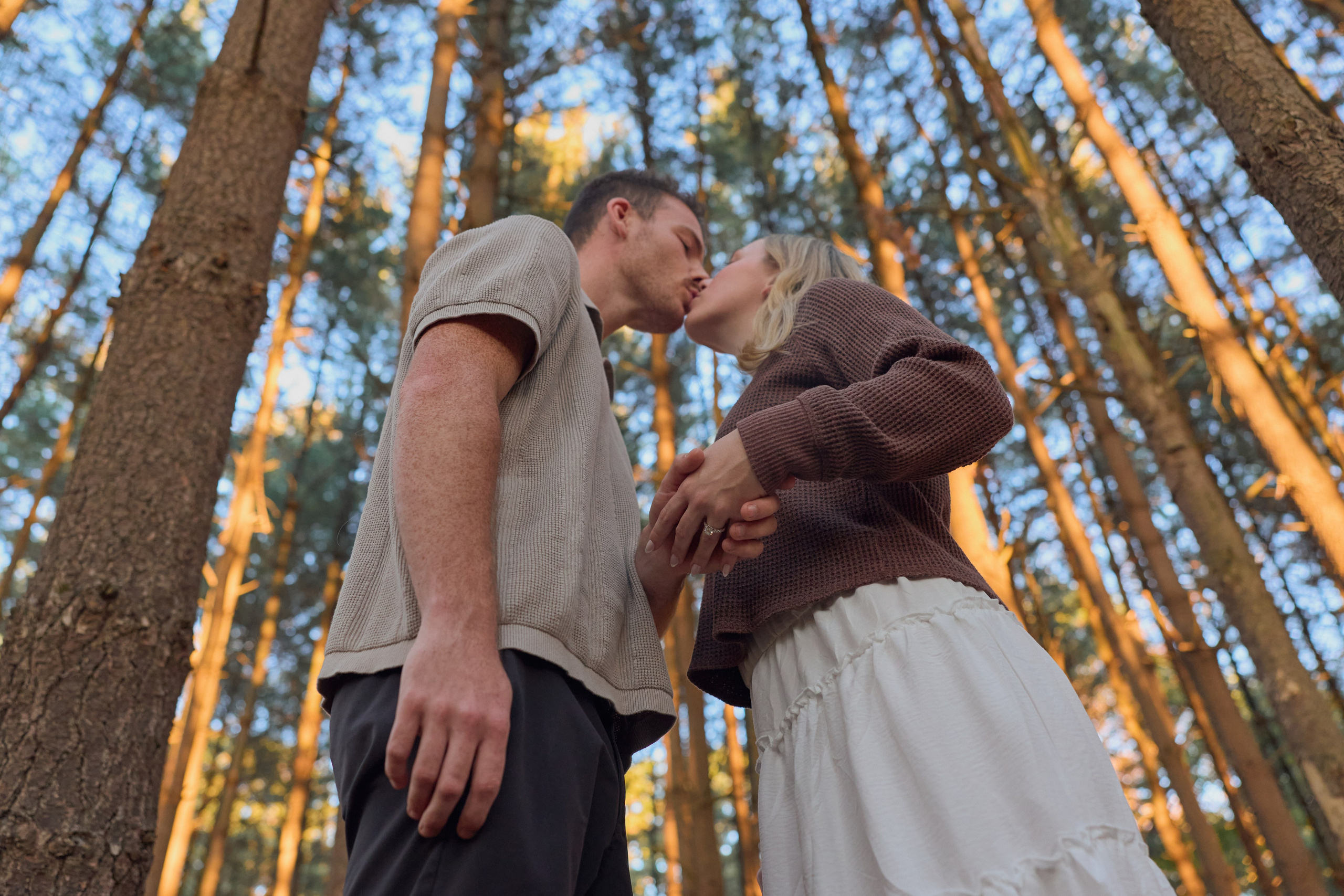 Engagement photos with warm evening light at Hoover Dam