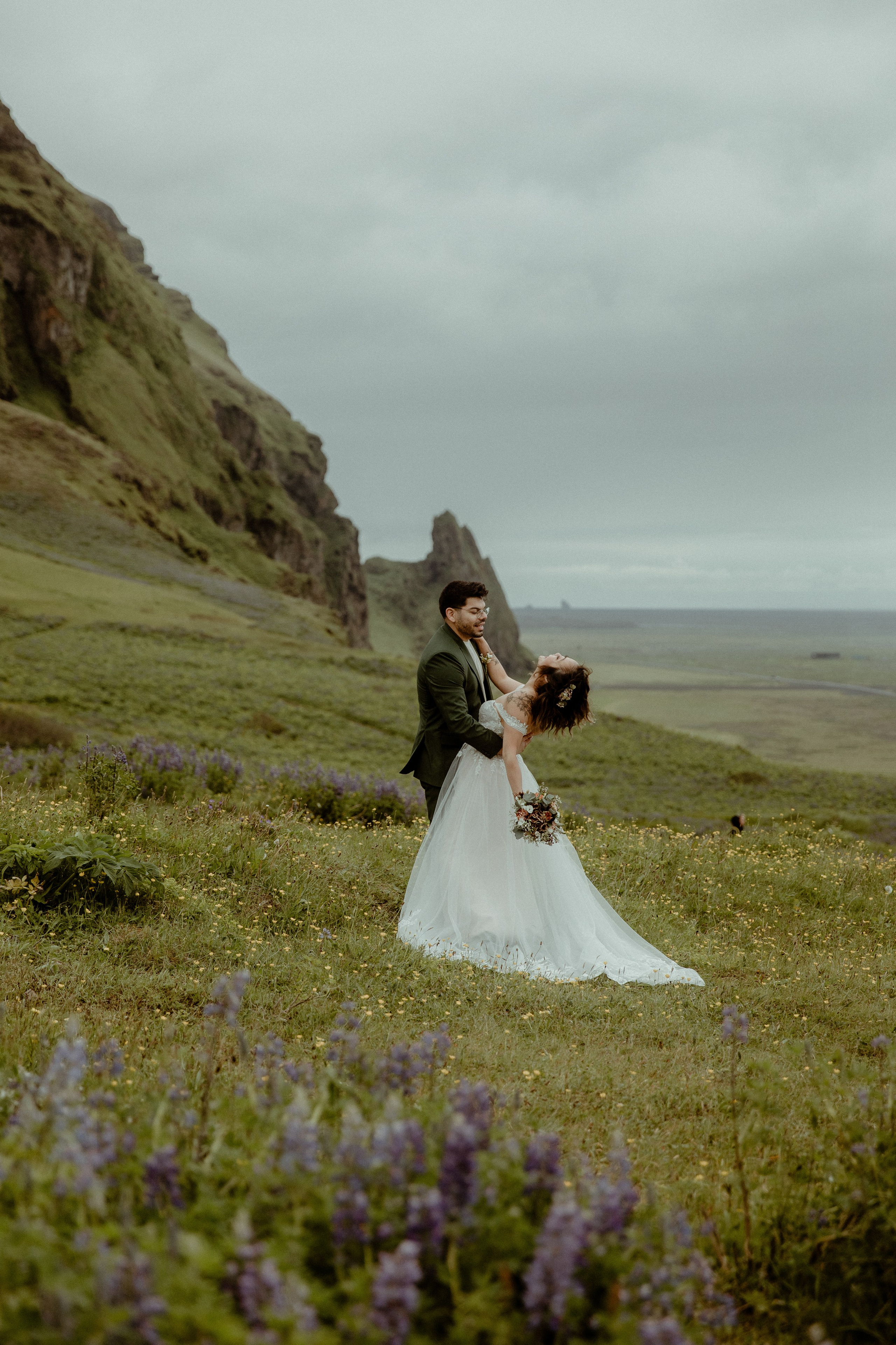 Elopement at Kvernufoss Waterfall. Iceland elopement photographer & videographer