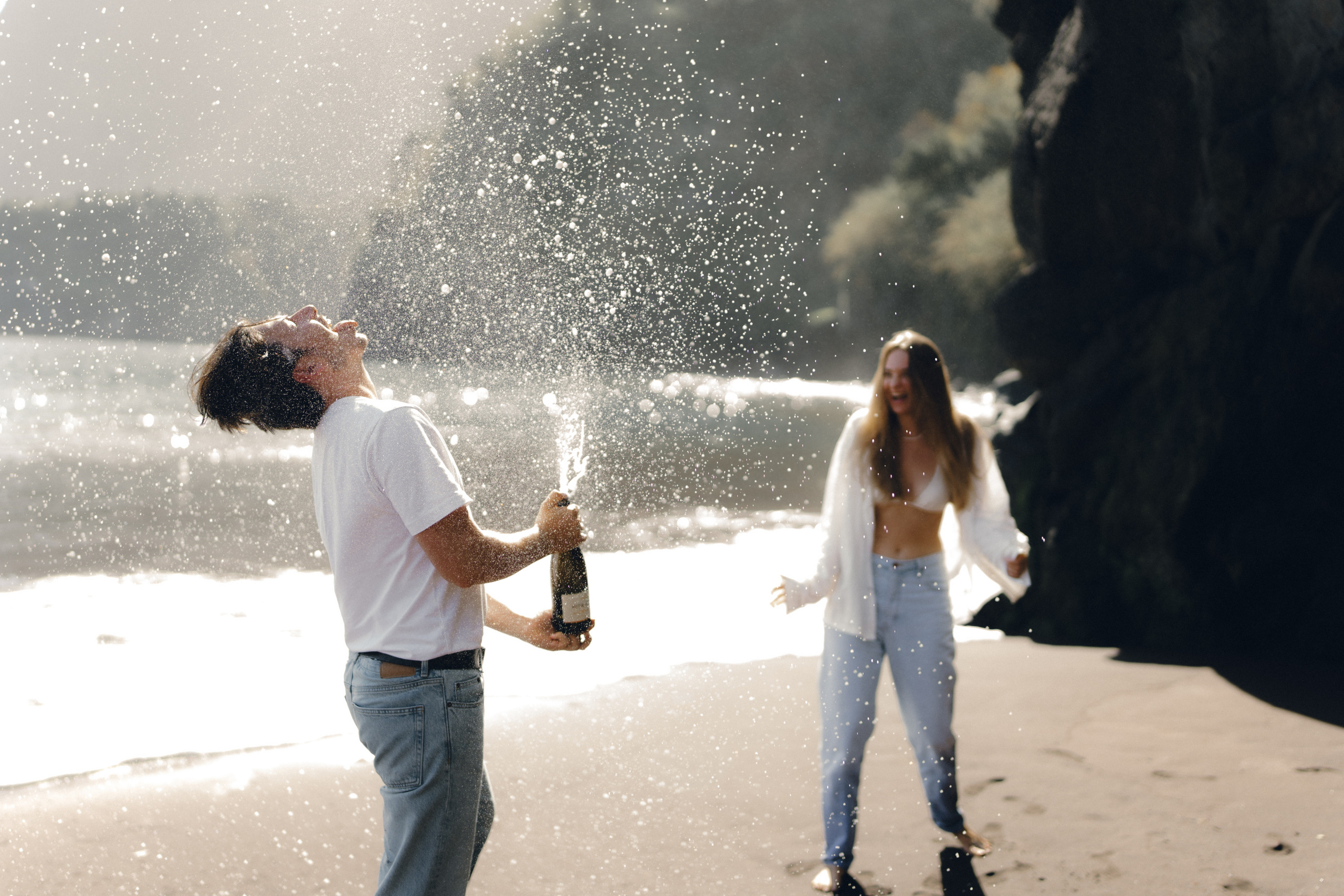 Exploring the Magic of Seixal Beach with two lovers. Wedding photographer and videographer based in Timisoara, Romania