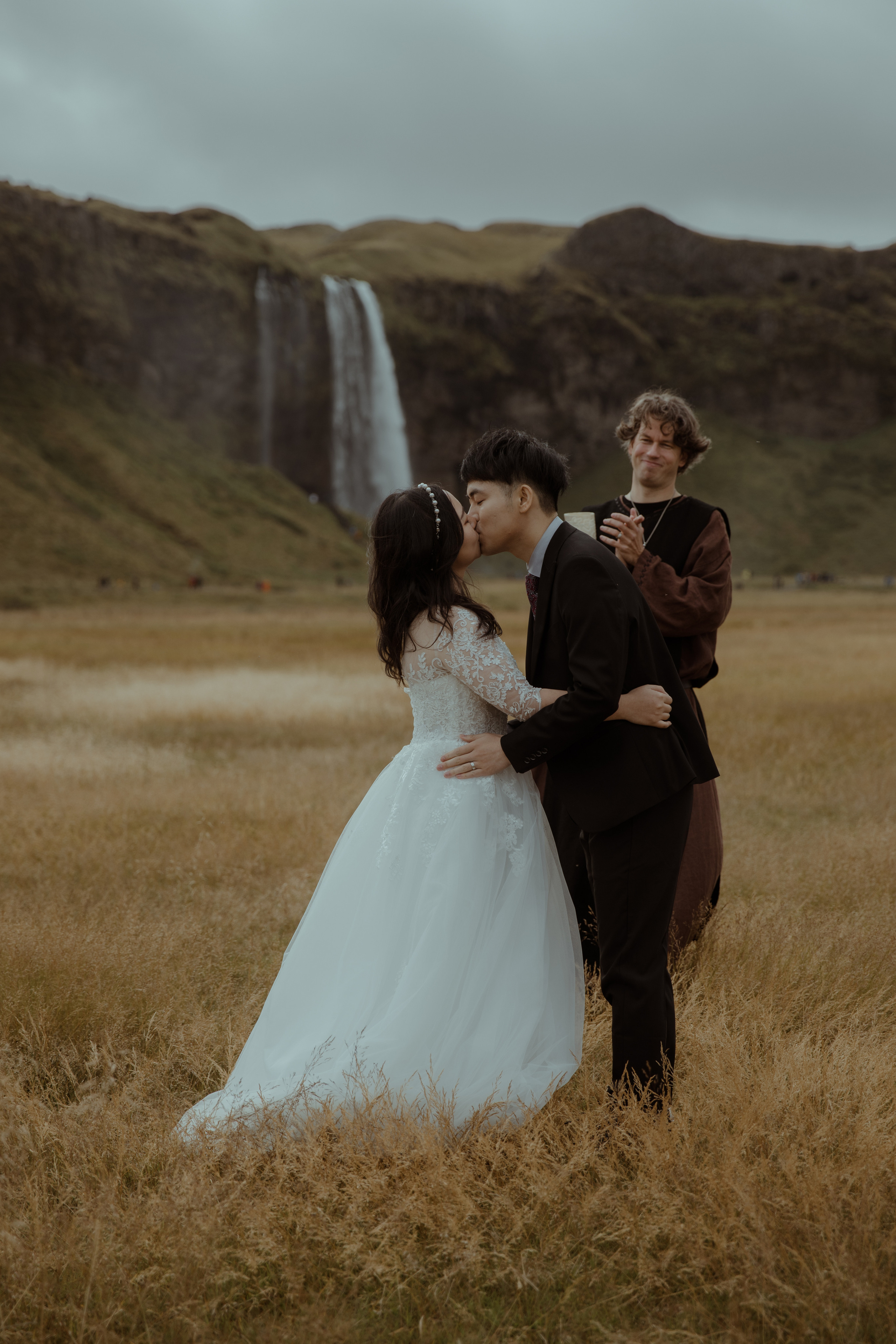 Elopement at Seljalandsfoss waterfall in Iceland. Iceland elopement photographer & videographer