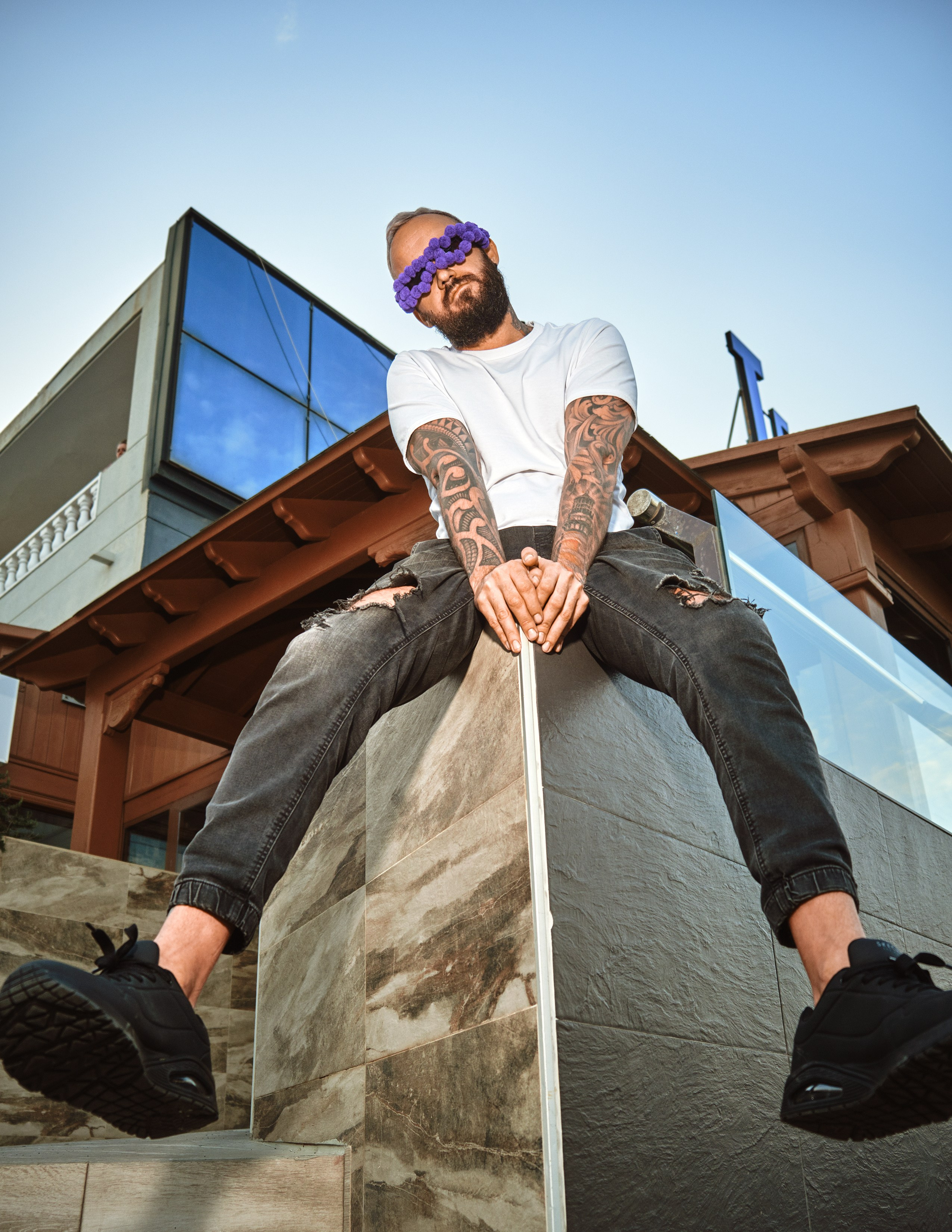 Street photography with flash light in the industrial area of Torrevieja, Alicante