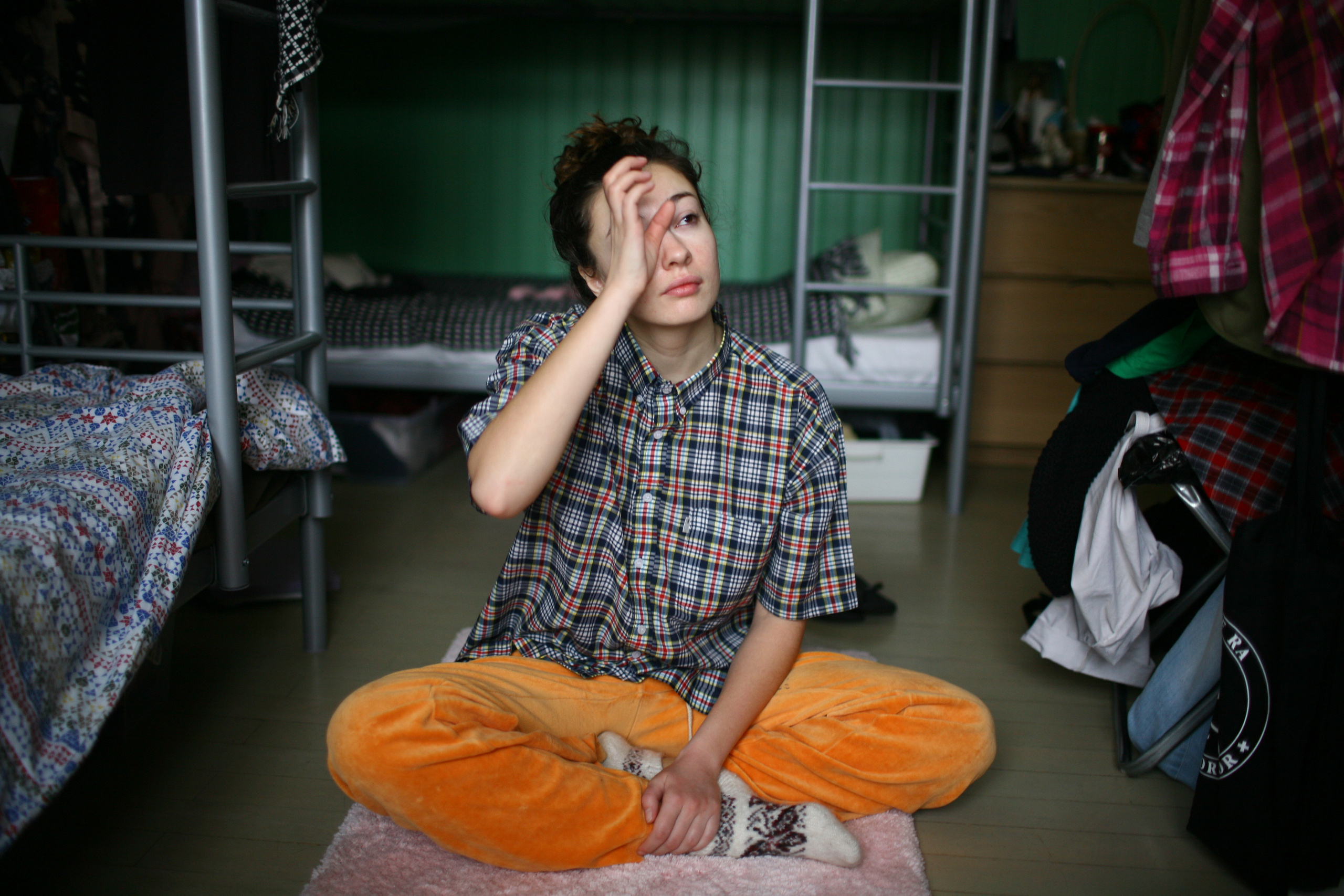 Vera and her morning at hostel. Victoria Dini. Art photography in London / Folkestone, UK