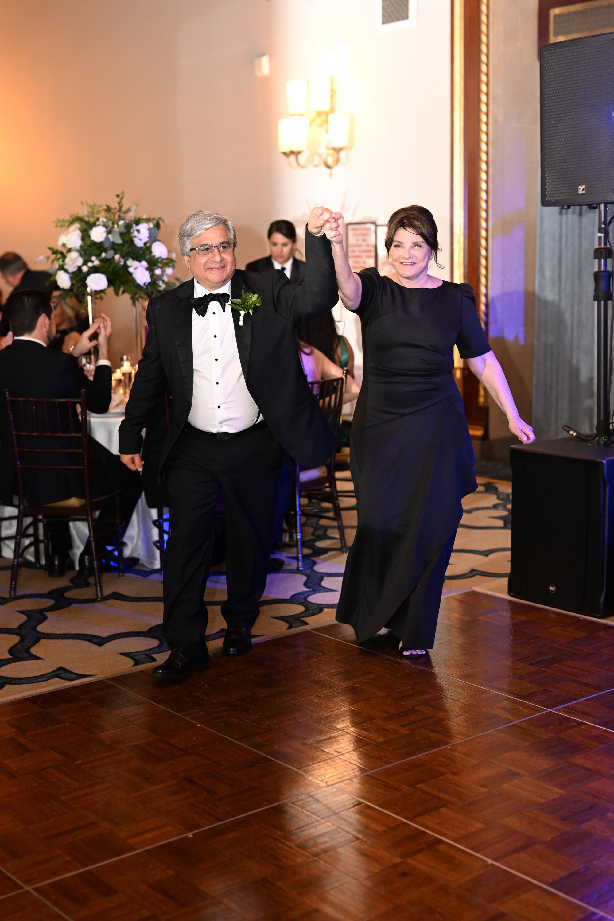 a man and woman dancing