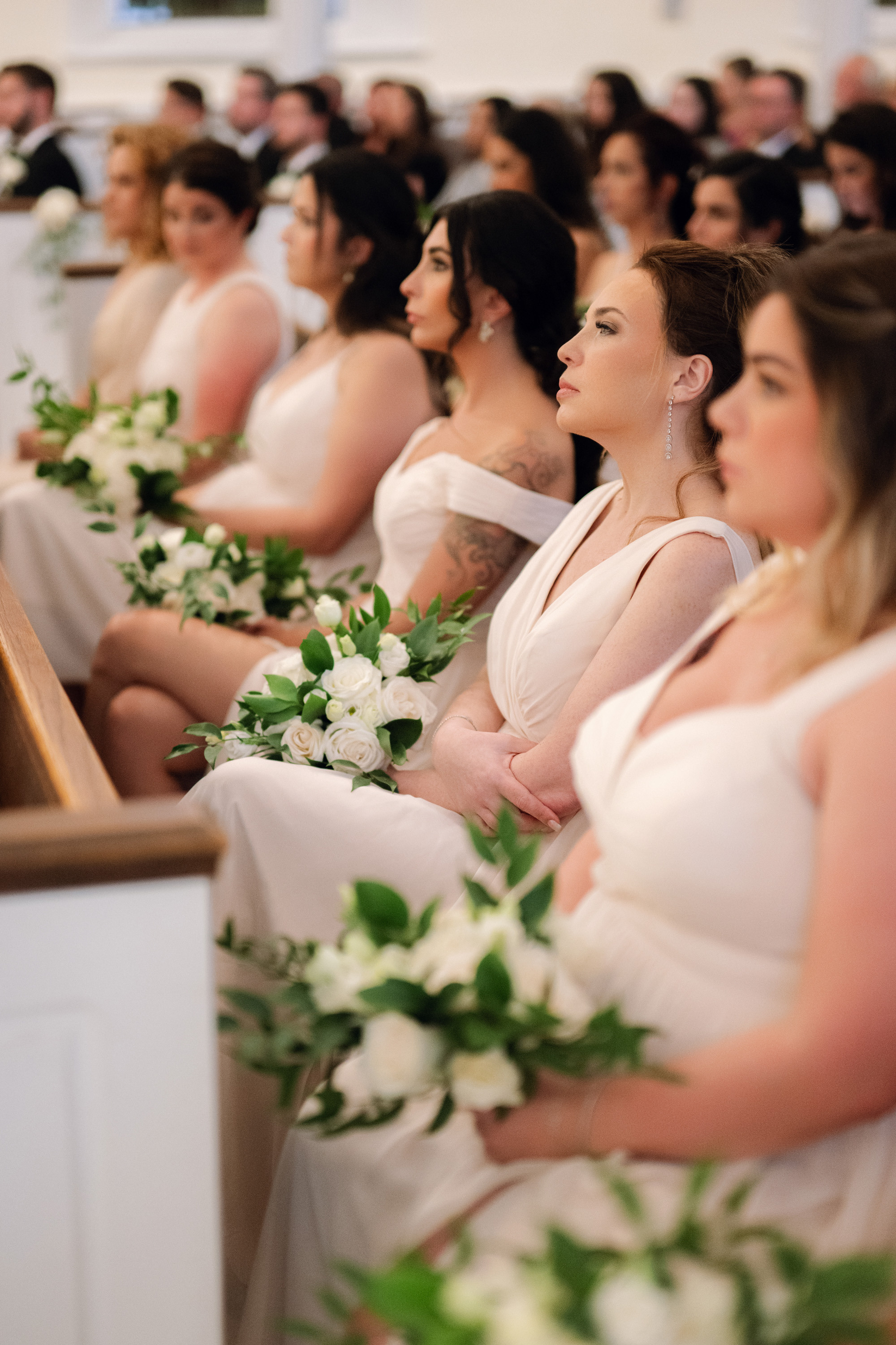 a group of women sitting in a church