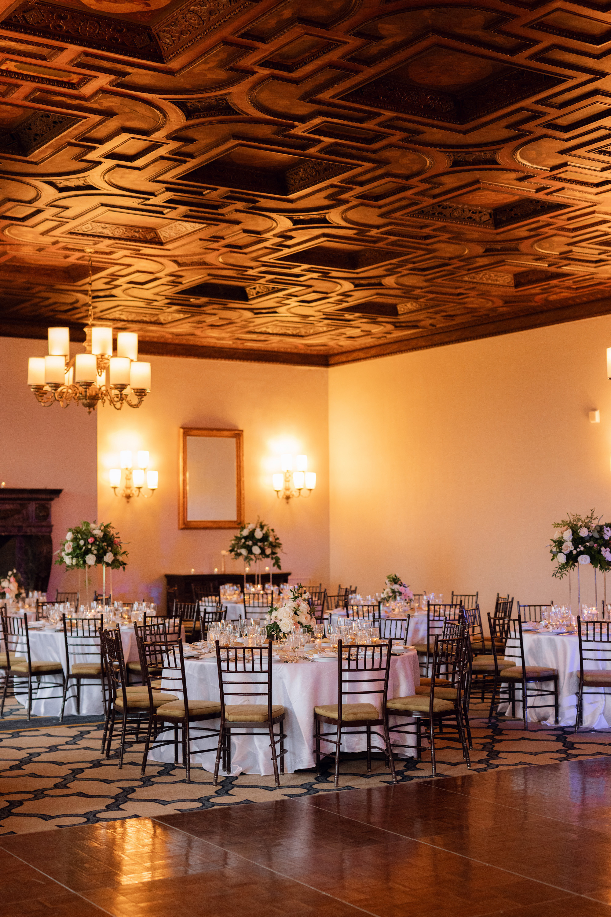 a room with a table and chairs