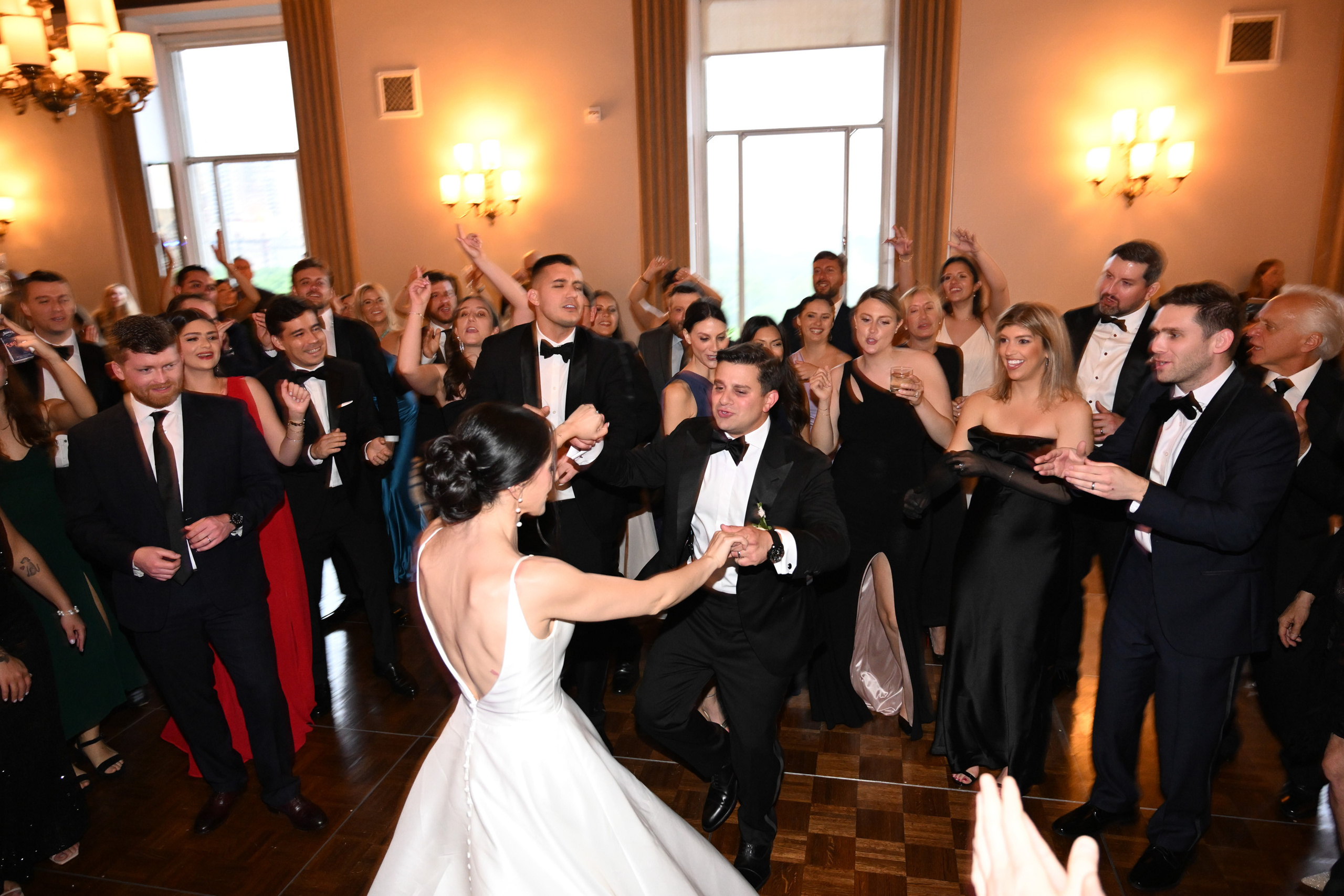 a bride and groom dancing
