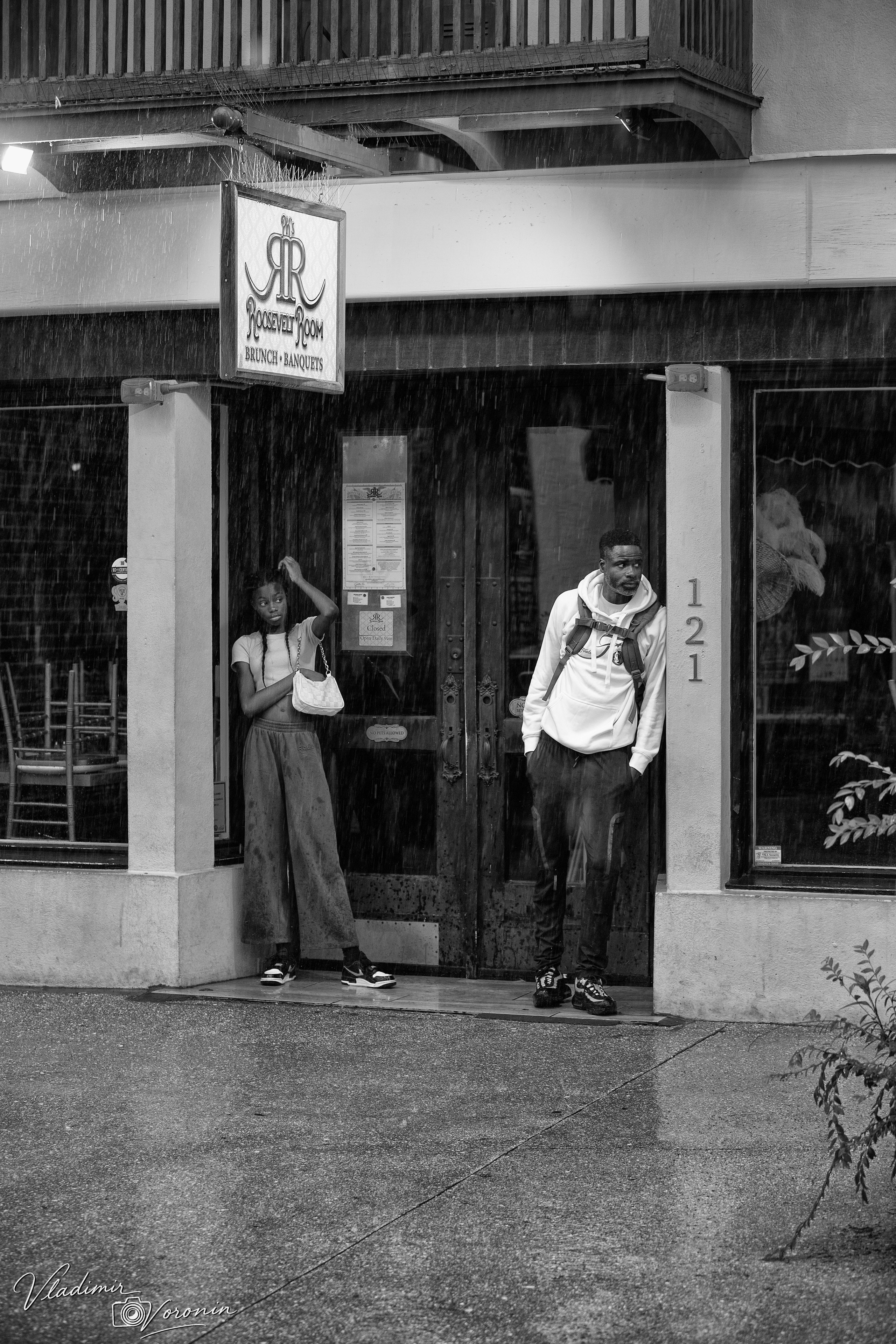 Rain in downtown. Photographer St. Augustine
