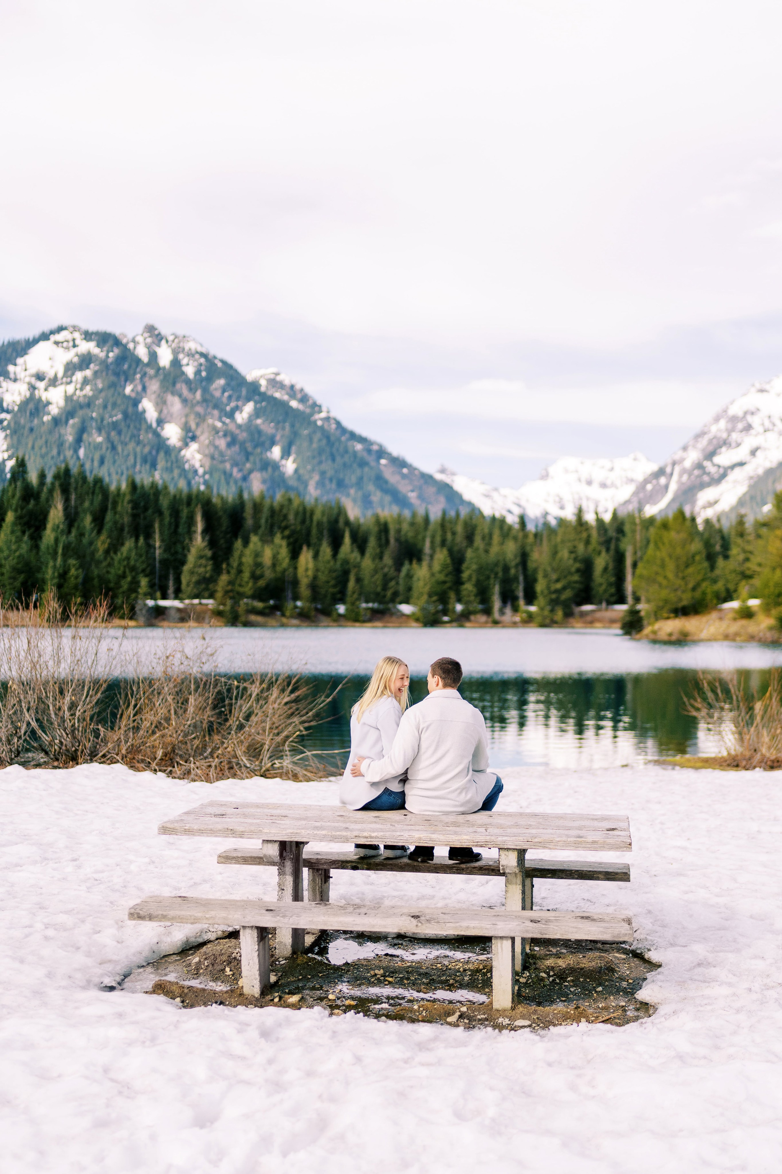 Engagement photo shoot Caitlyn & Riley / April 2024. Gold Creek Pond, WA. EVAN ARISTOV WEDDING PHOTOGRAPHY — Seattle Wedding Photographer