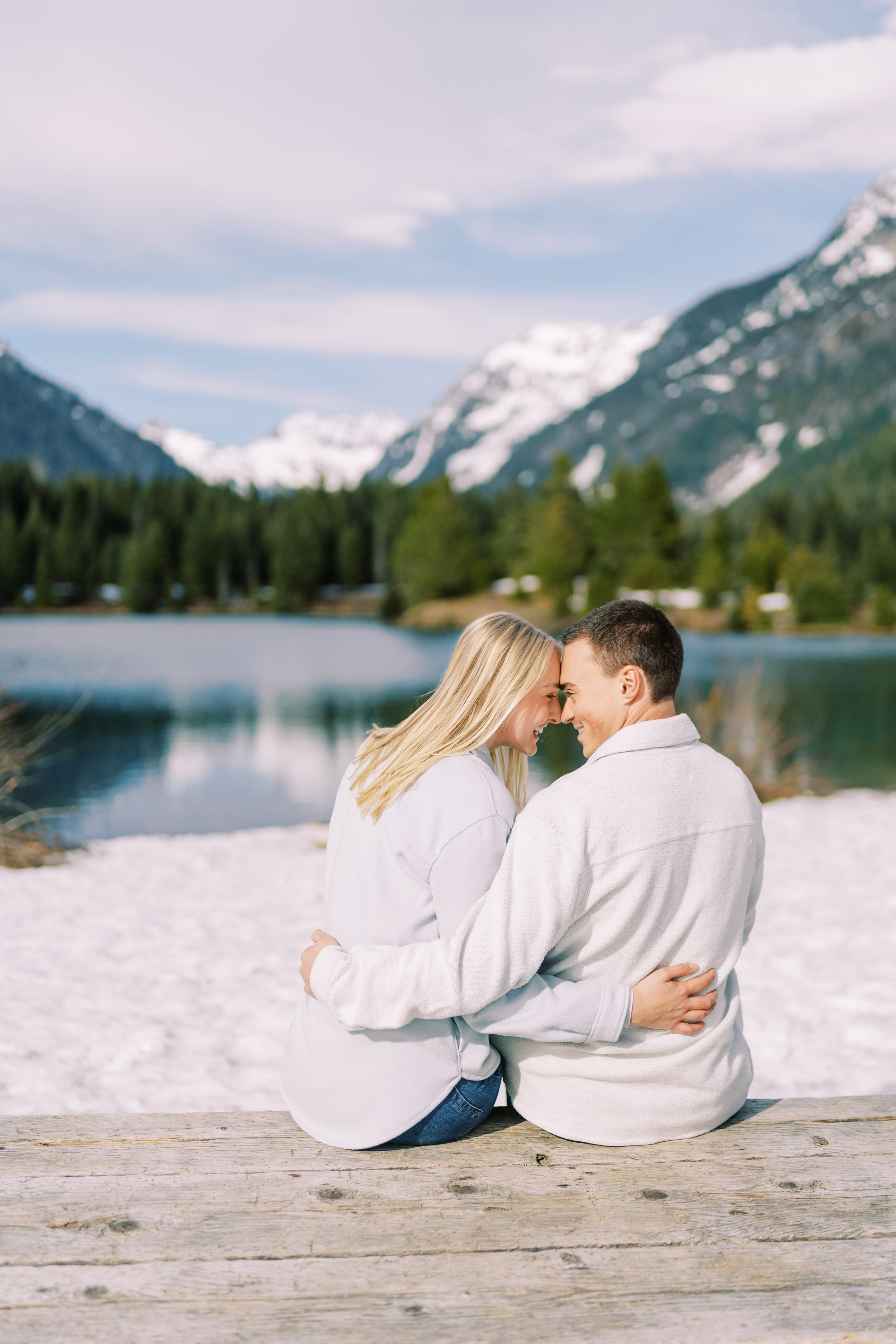 Engagement photo shoot Caitlyn & Riley / April 2024. Gold Creek Pond, WA. EVAN ARISTOV WEDDING PHOTOGRAPHY — Seattle Wedding Photographer